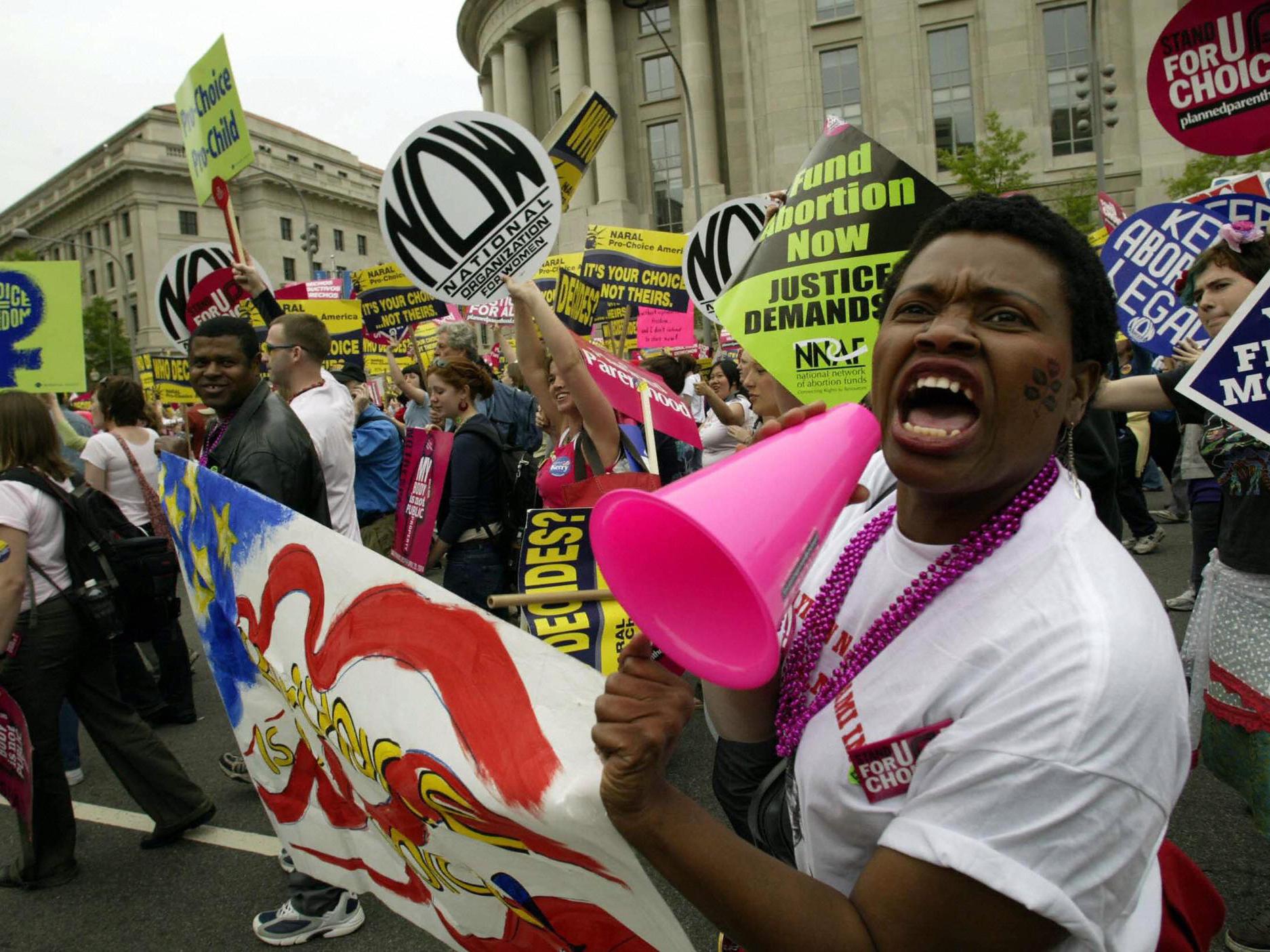Thousands rally in Washington DC on 25 April for the March for Women's Lives in favour of abortion rights