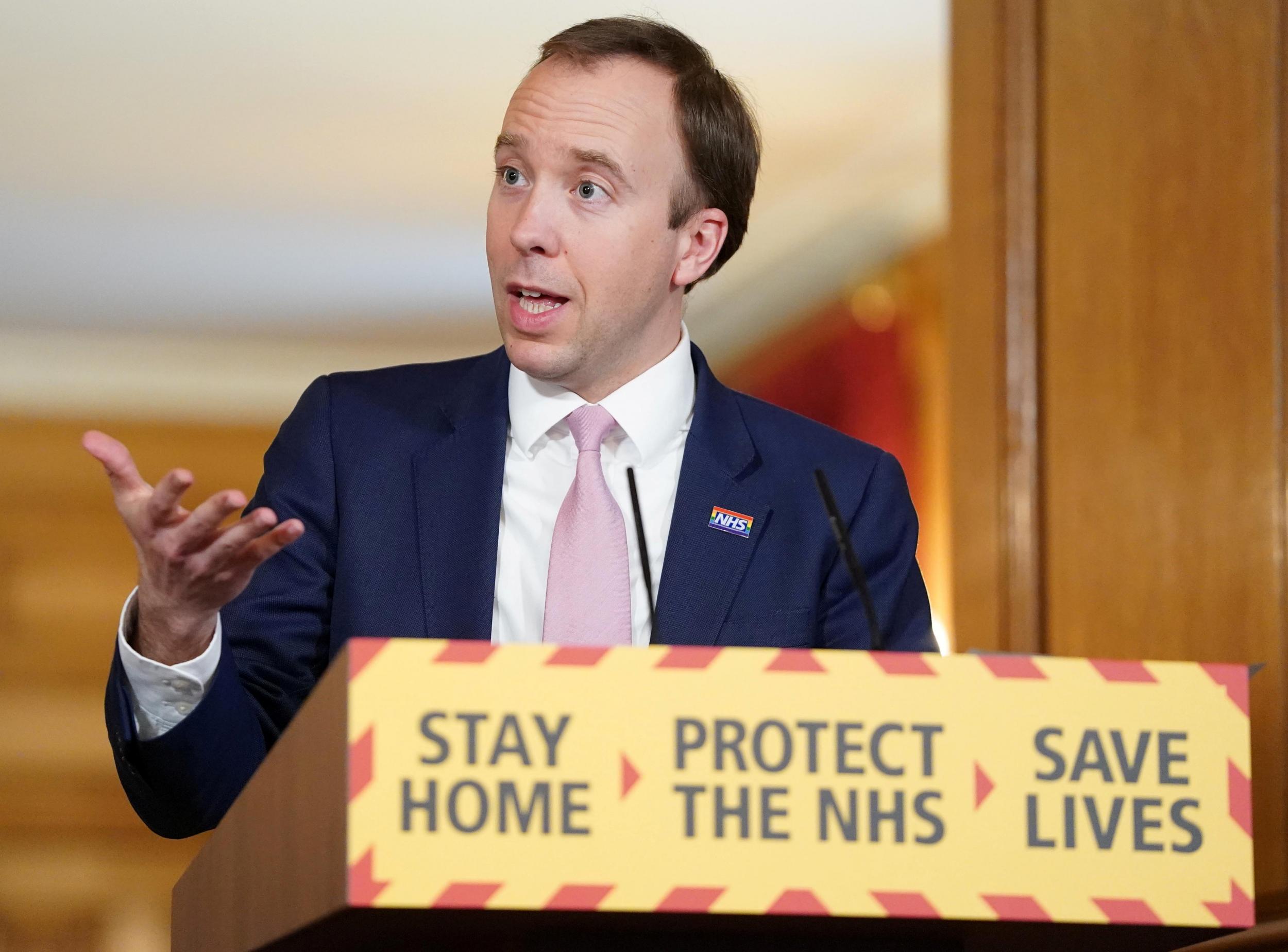 Matt Hancock, the health and social care secretary, addresses the media in No 10