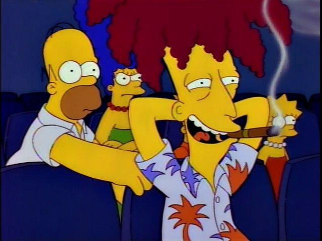 Sideshow Bob enjoys a cigar in an elaborate parody of 'Cape Fear'