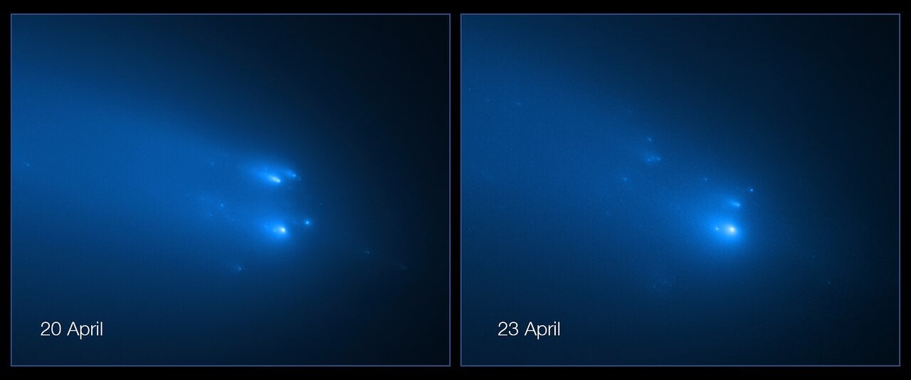 The NASA/ESA Hubble Space Telescope has provided astronomers with the sharpest view yet of the breakup of Comet C/2019 Y4 (ATLAS)