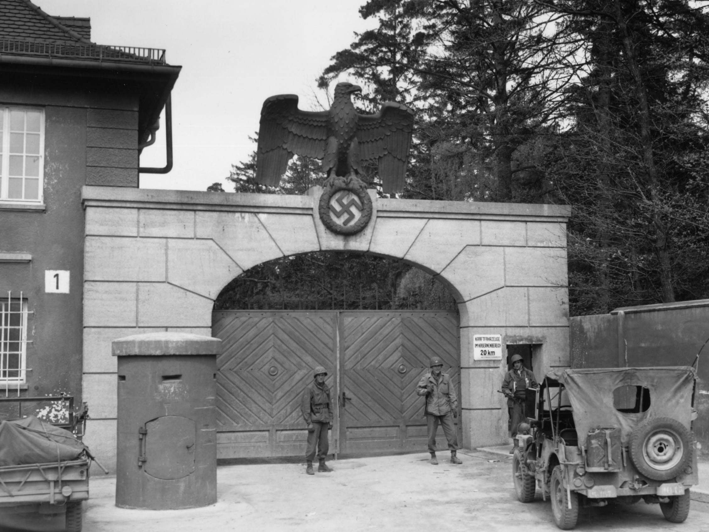 The main entrance to the Dachau concentration camp