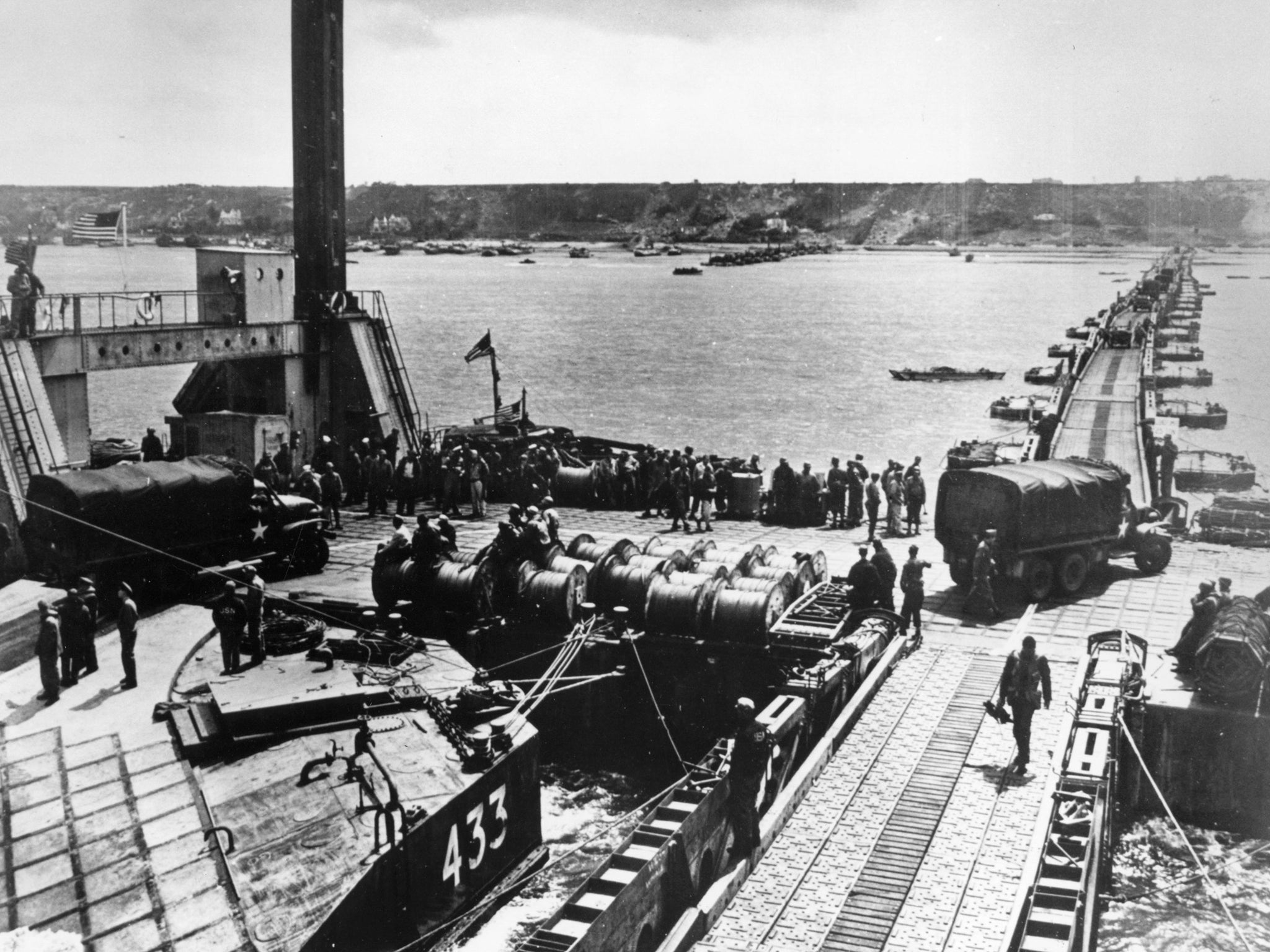 The floating Mulberry harbours allowed soldiers, vehicles and supplies to land off the French coast after D-Day