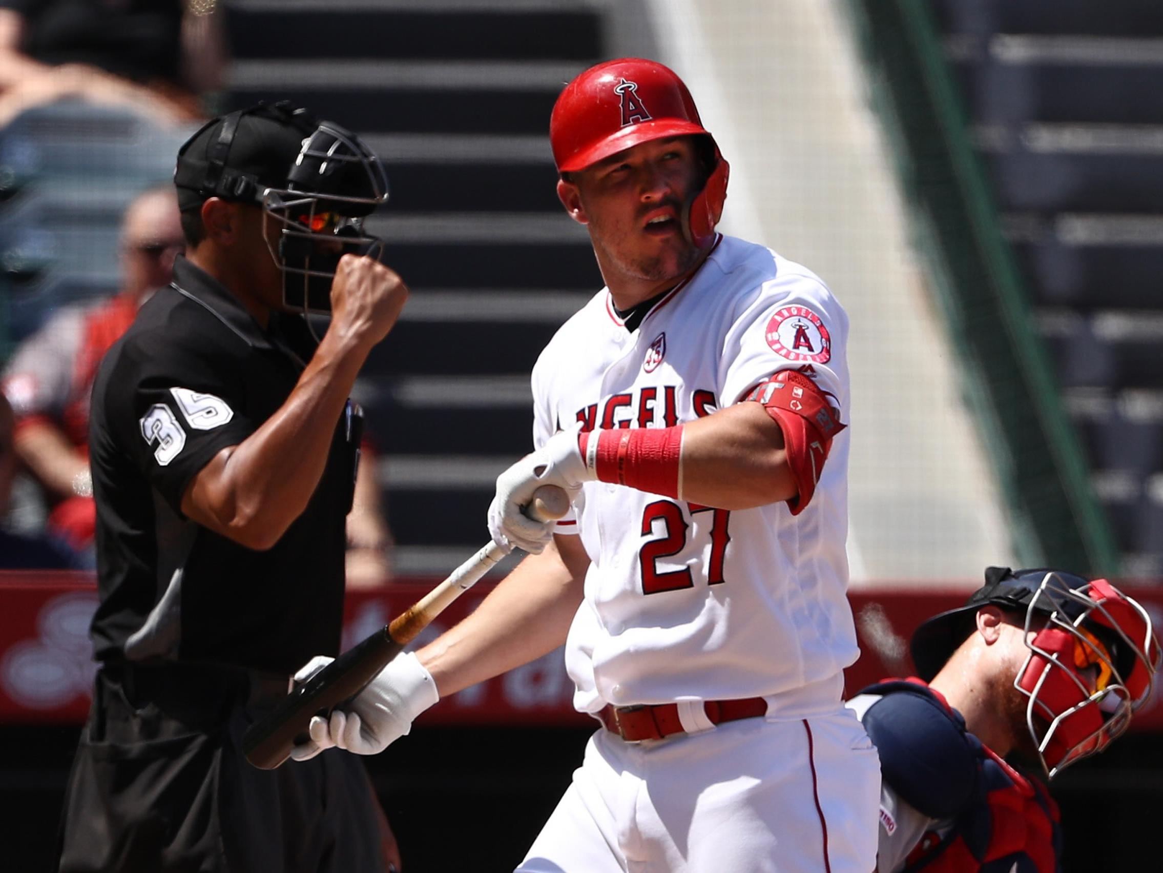 Mike Trout of the Los Angeles Angels would stand to make thousands if the season returns