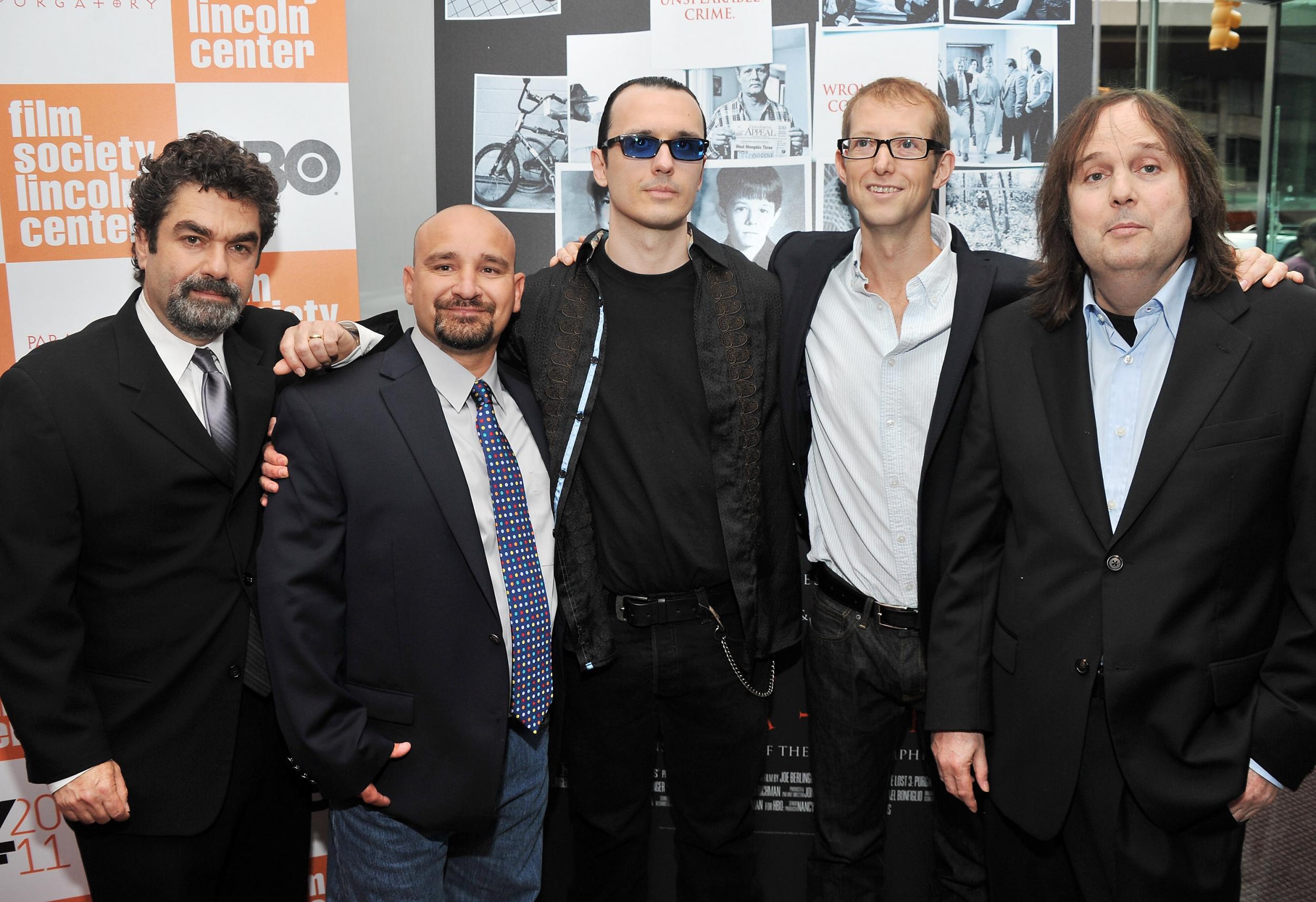 Joe Berlinger, Jessie Misskelley Jr, Damien Echols, Jason Baldwin, and Bruce Sinofsky at a screening of Paradise Lost 3: Purgatory on 10 October 2011 in New York City.