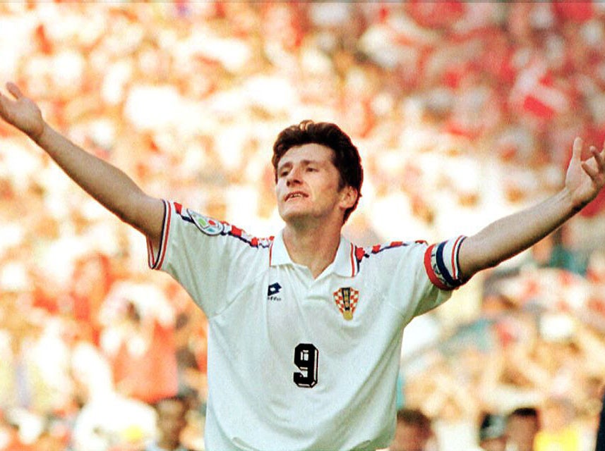 Suker celebrates his goal against Denmark