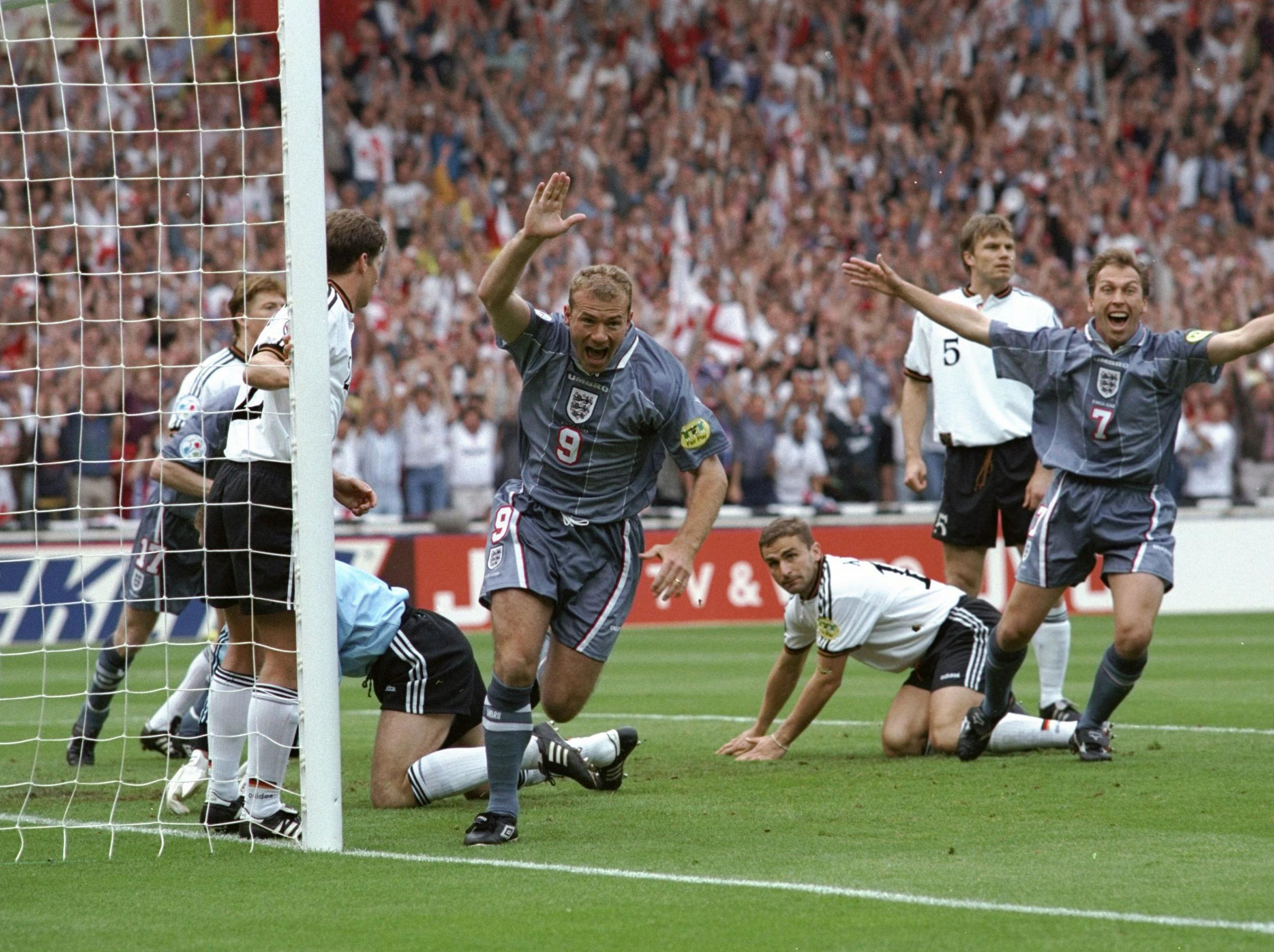 Shearer gives England an early lead...