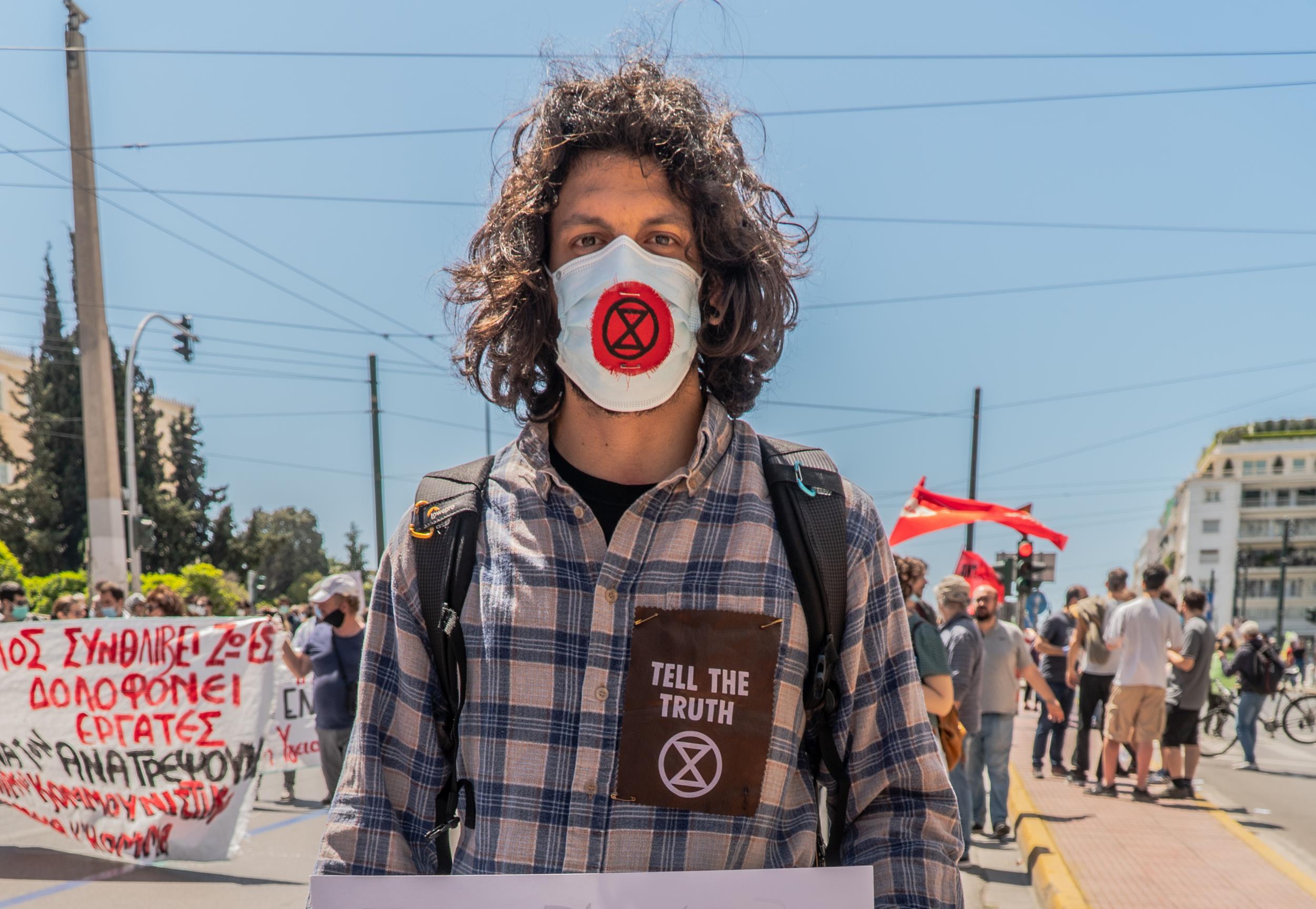Extinction Rebellion Hellas activist Agisilaos Koulouris: ‘The intention was to stay all night but we were taken to the police station’
