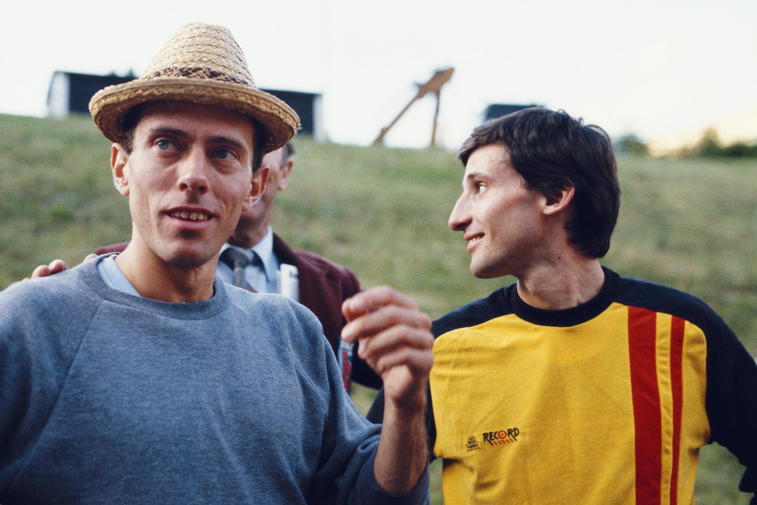 The tough meets the toff: middle-distance runners Ovett (left) and Coe share a joke, circa 1984 (Getty)