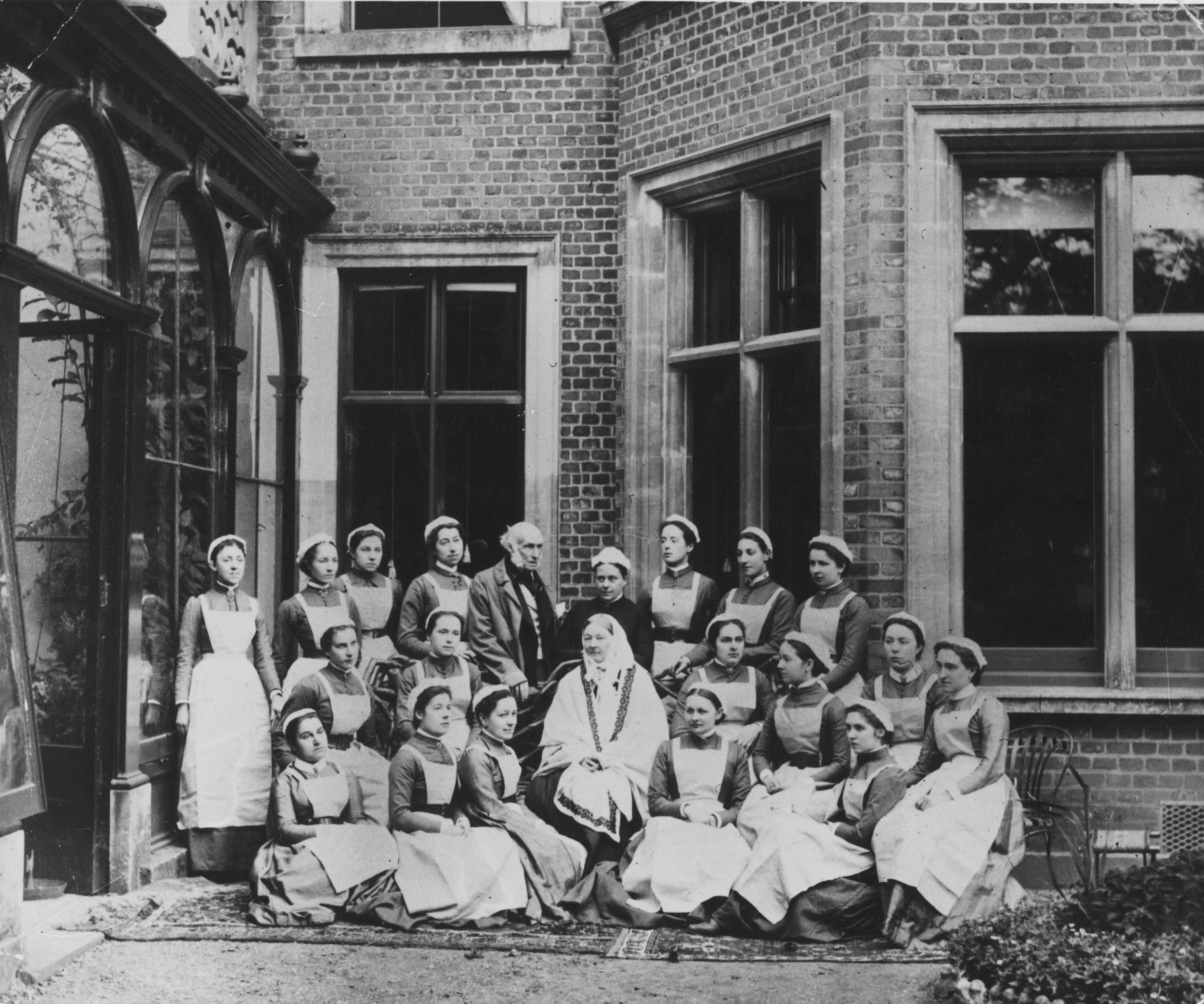 Nightingale (centre) with nurses from the Nightingale Training School at Claydon in 1886