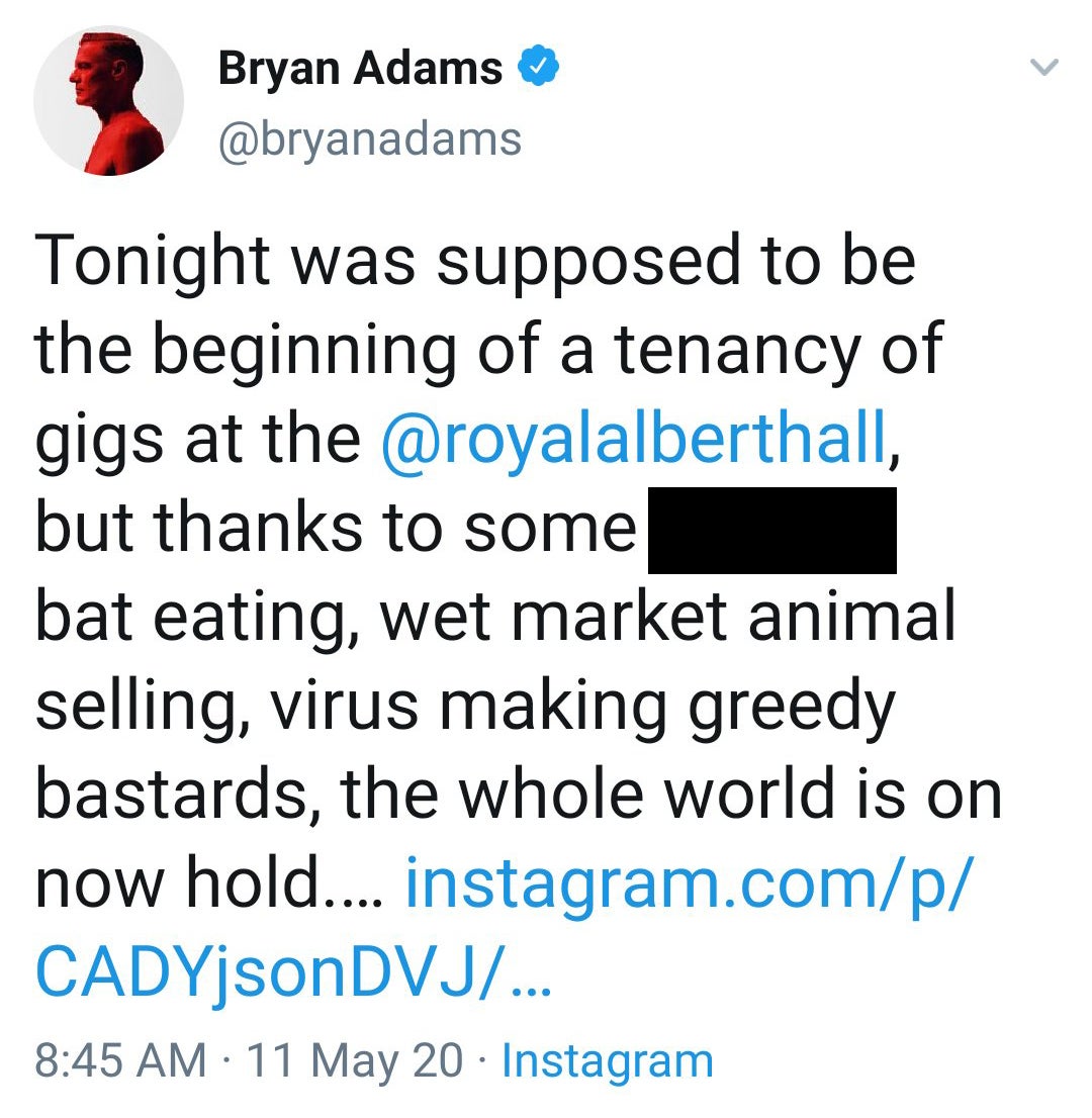 Adams’ since-deleted tweet