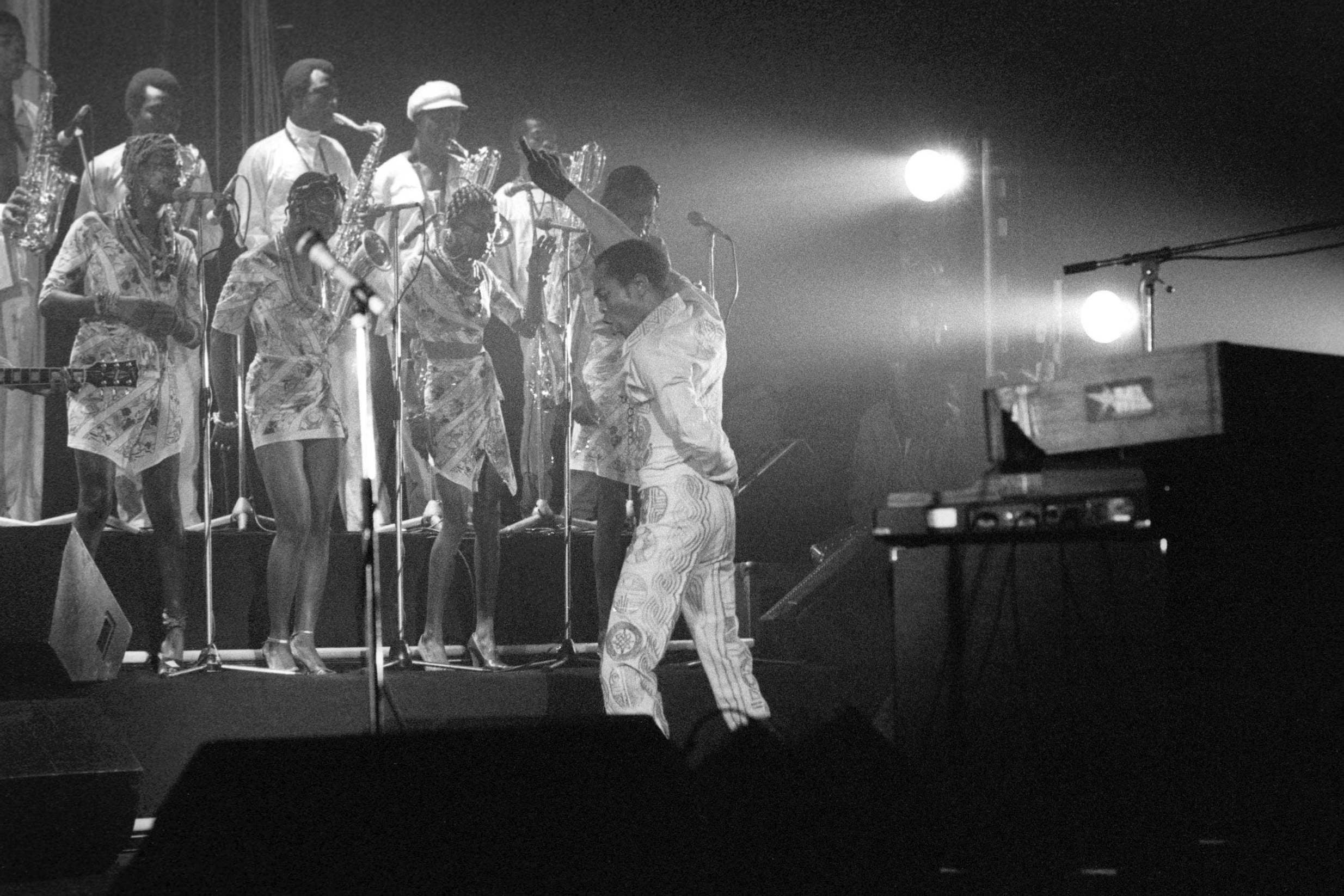 Fela Kuti at Brixton Academy, London, on 12 November 1983