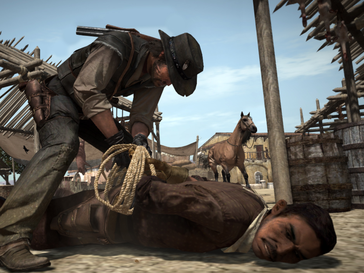 As Marston, players could hog-tie enemies and civilians