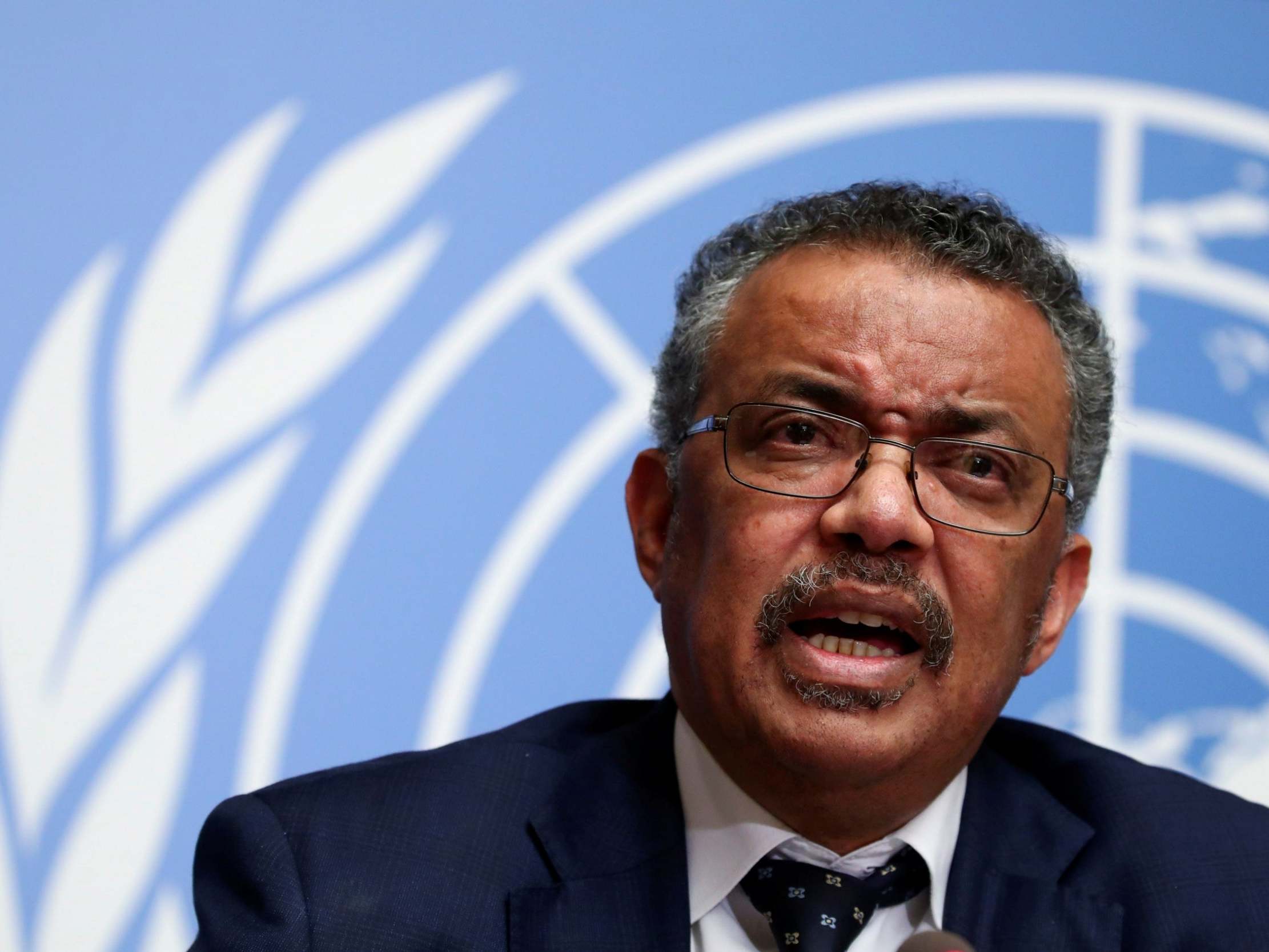 Dr Tedros Adhanom Ghebreyesus speaks during a news conference on the situation of the coronavirus