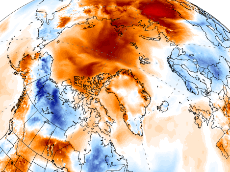 Image showing unprecedented temperatures over the Arctic during May 2020