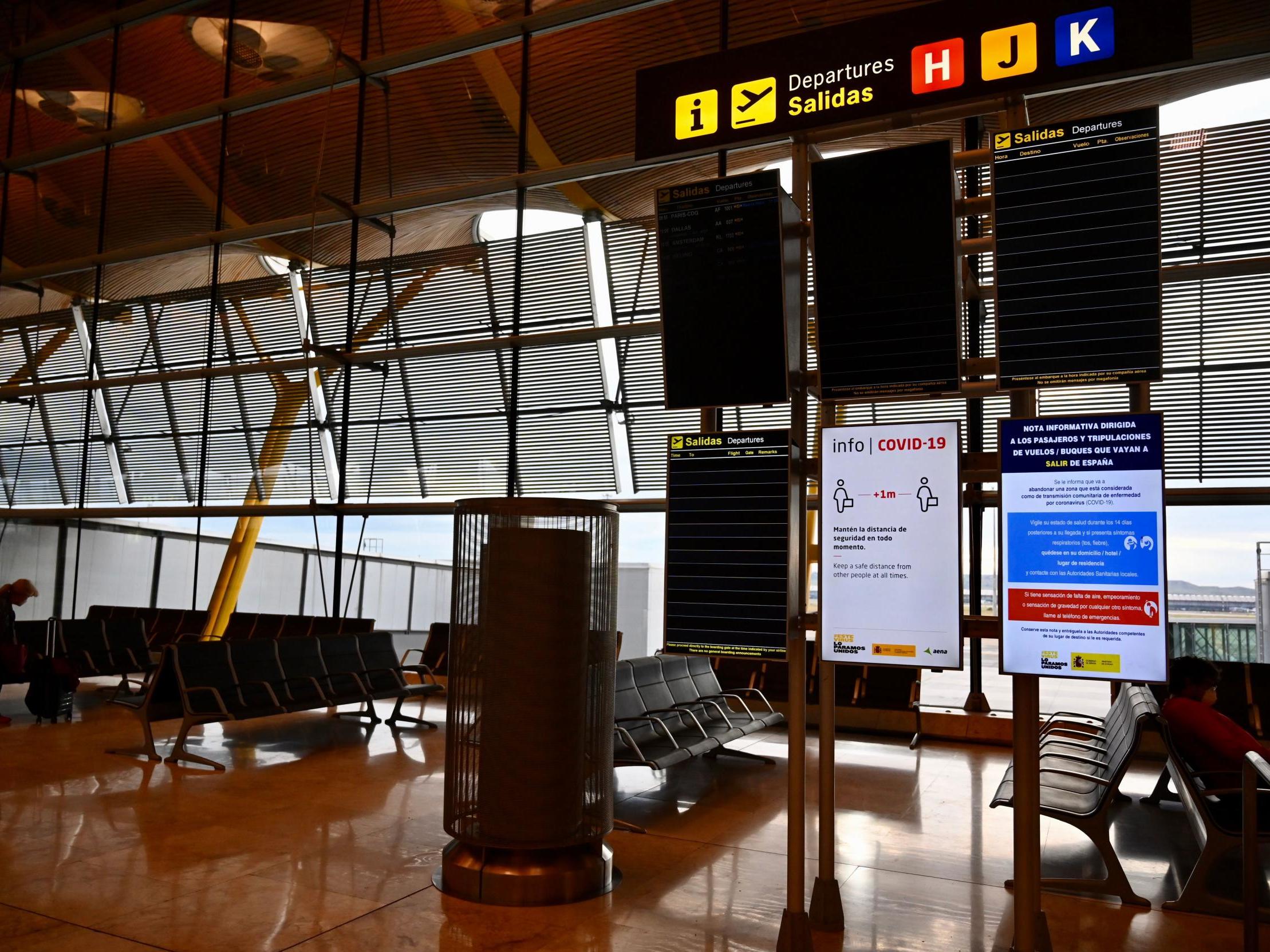 Terminal 4 of the Madrid-Barajas Adolfo Suarez airport in Barajas on May 16, 2020