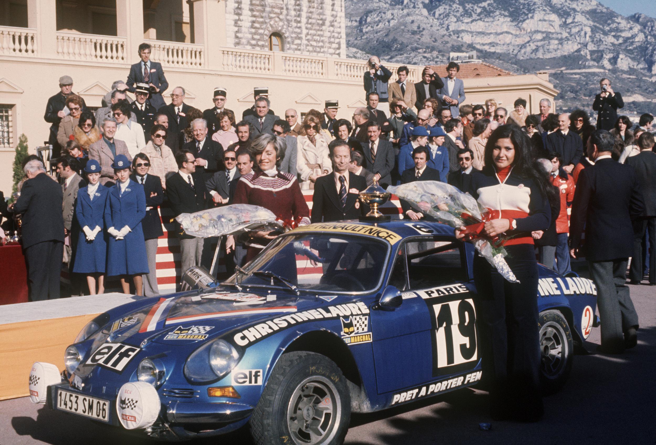 Mouton with her Alpine A110 at Monte Carlo in 1976