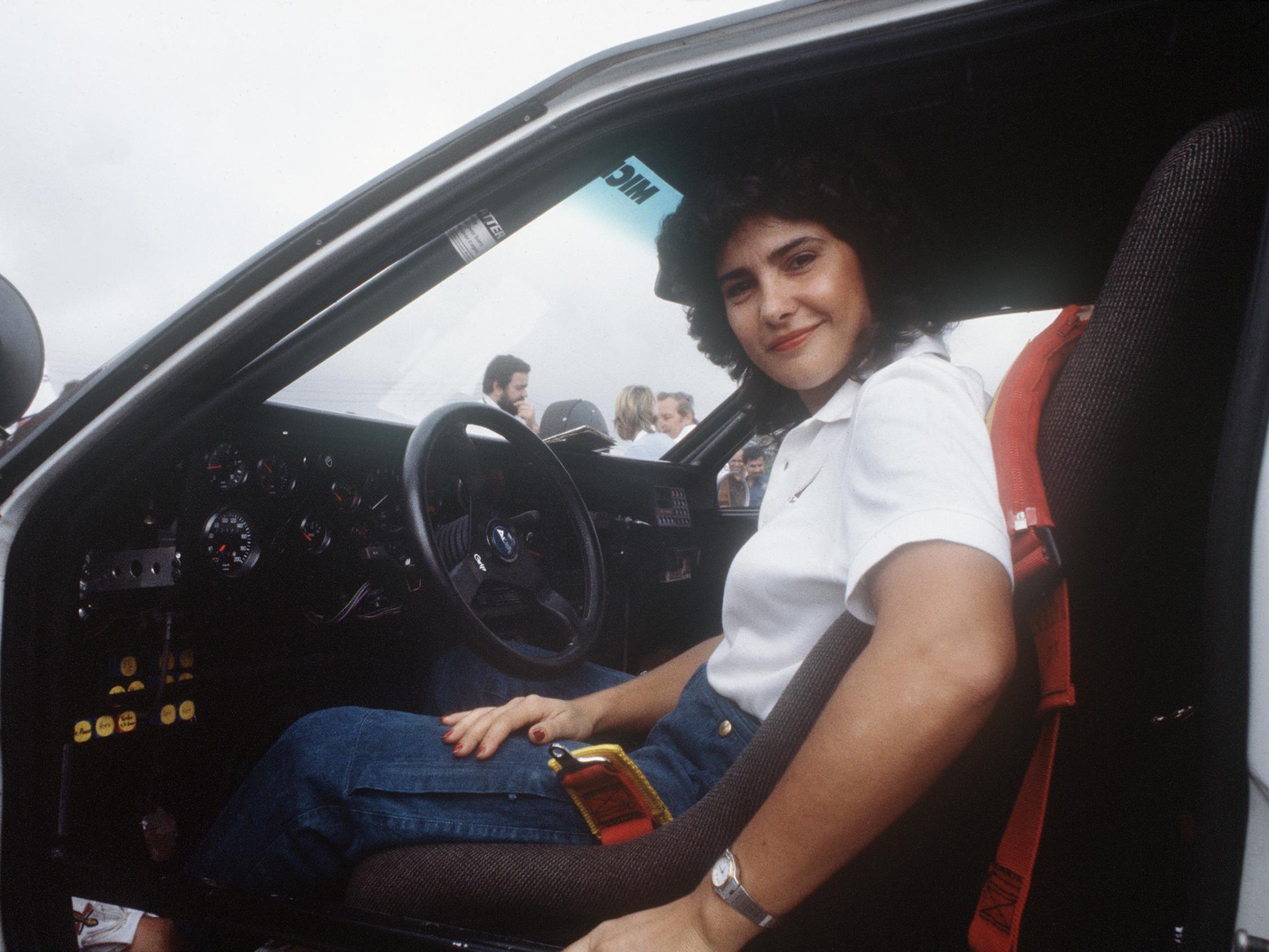 Mouton at the Malboro Safari rally in Nairobi in 1983, in which she and her co-driver Fabrizia Pons finished third