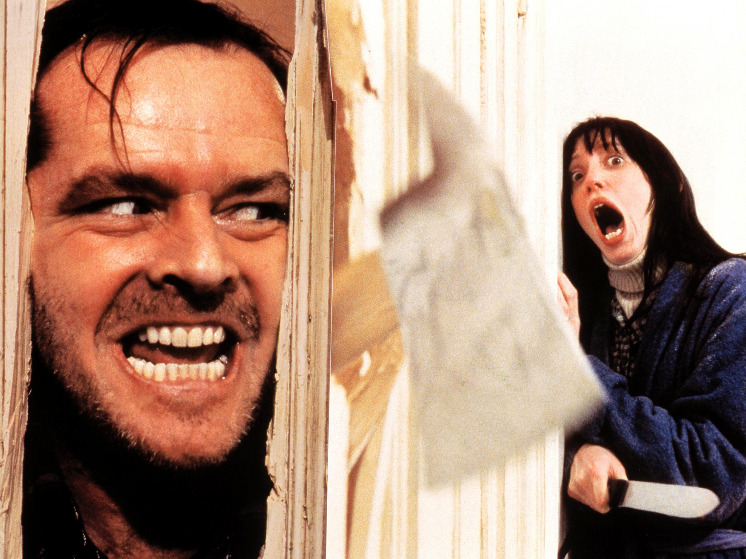 ‘Here’s Johnny’: the scene in which Jack Nicholson’s madman hews through a bathroom door in search of wife Wendy (Shelley Duvall) has been imitated countless times throughout pop culture