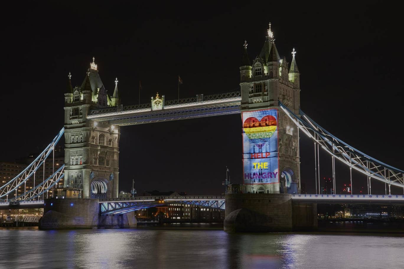 Tower Bridge emblazoned with Hirst’s design