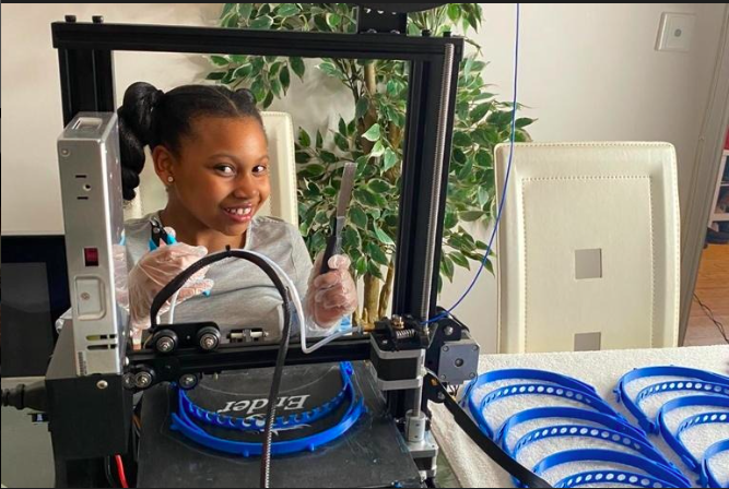 Nahla-Rose Bartlett-Vanderpuye, who makes visors using 3D printing for NHS staff