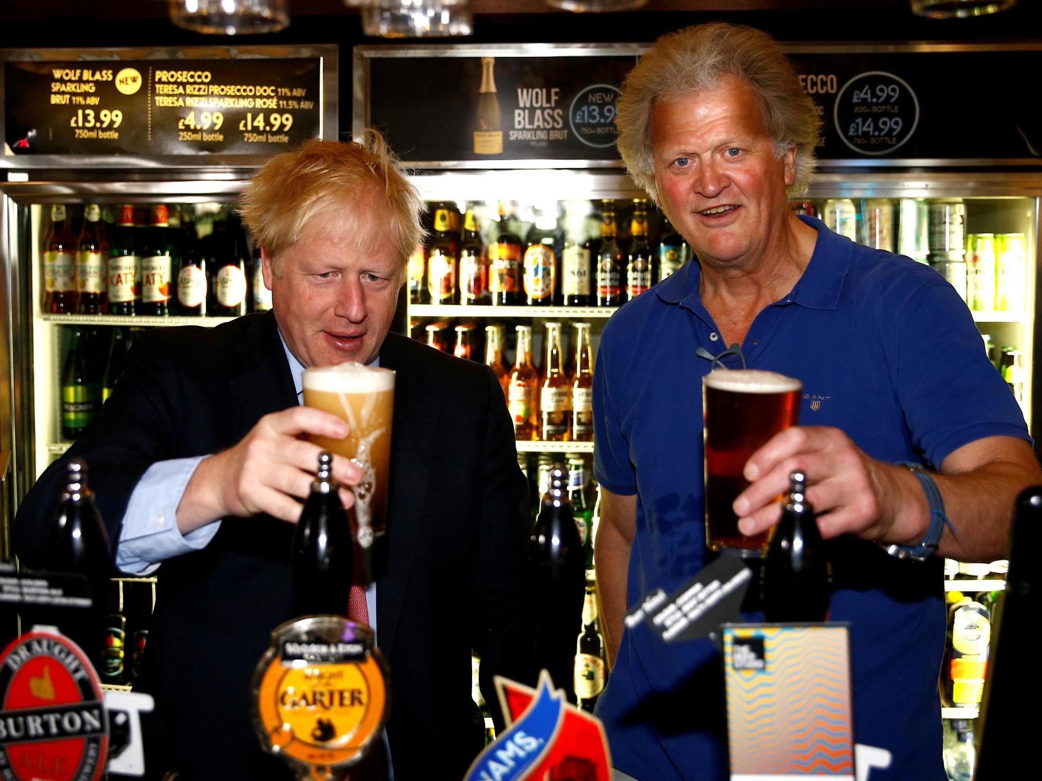 Johnson with key Brexit backer, Wetherspoons owner Tim Martin