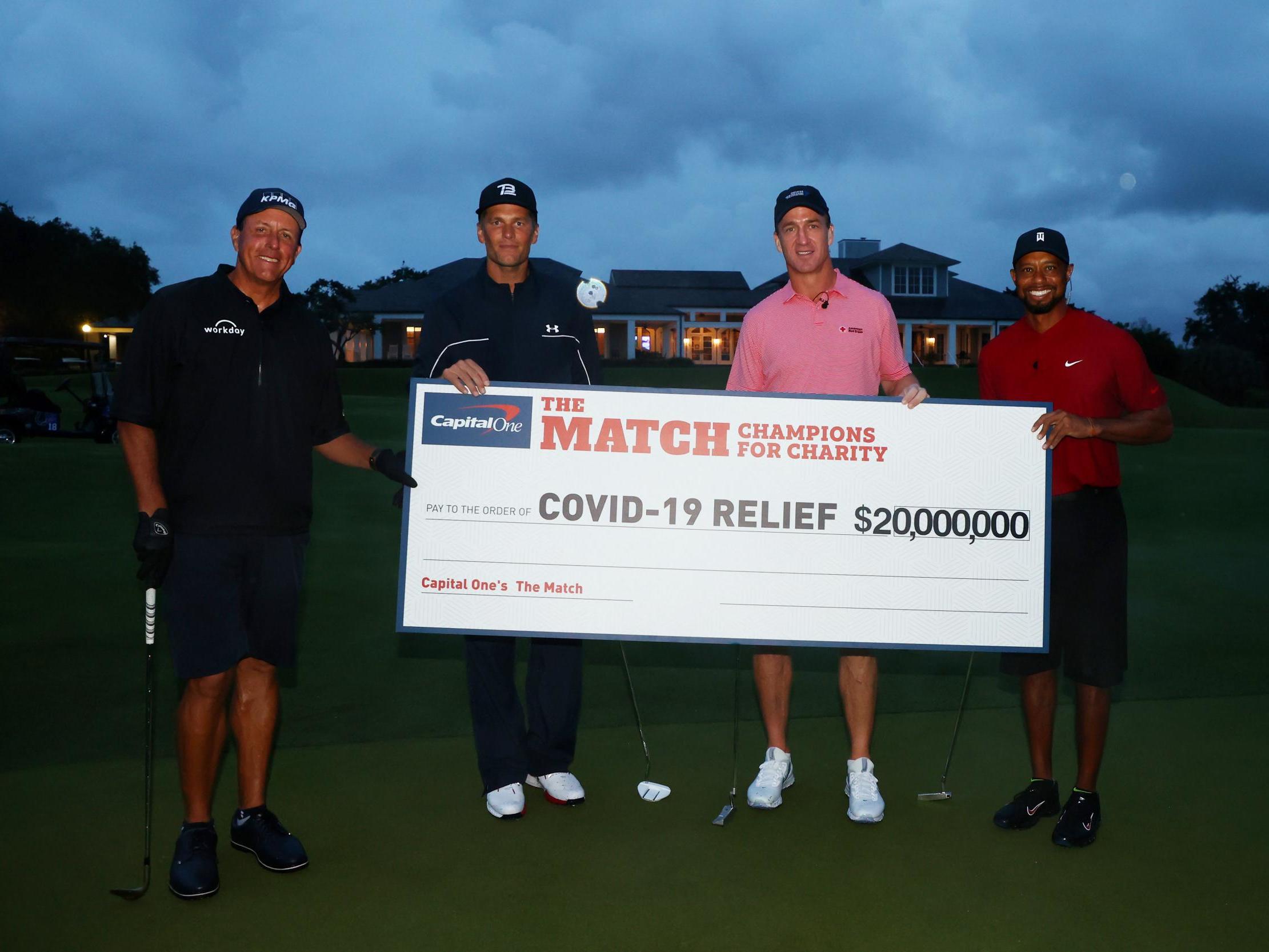 Tiger Woods, Peyton Manning, Phil Mickelson and Tom Brady raise $20million with charity golf match