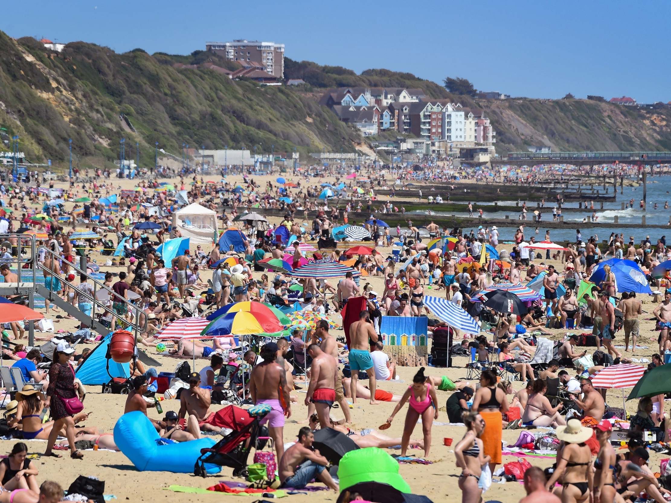Bournemouth beach on Bank Holiday Monday