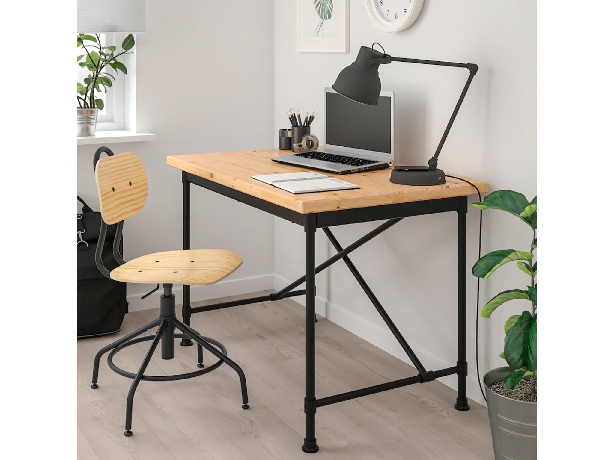 While working from home, get a good desk and chair that will help your posture and productivity (Ikea )