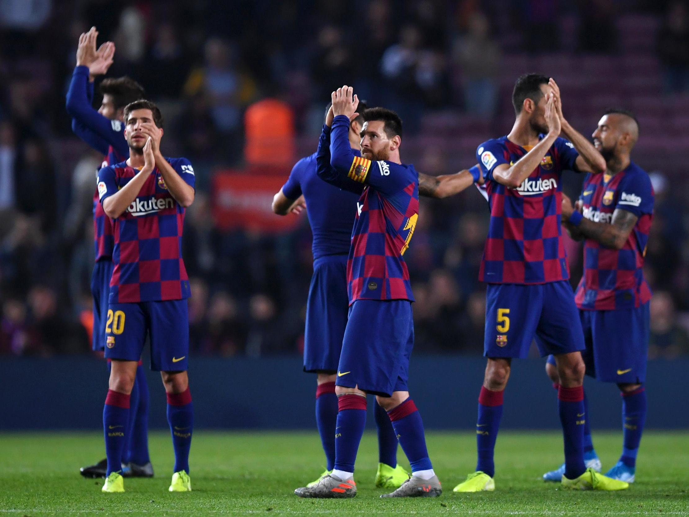 Barcelona applaud their fans