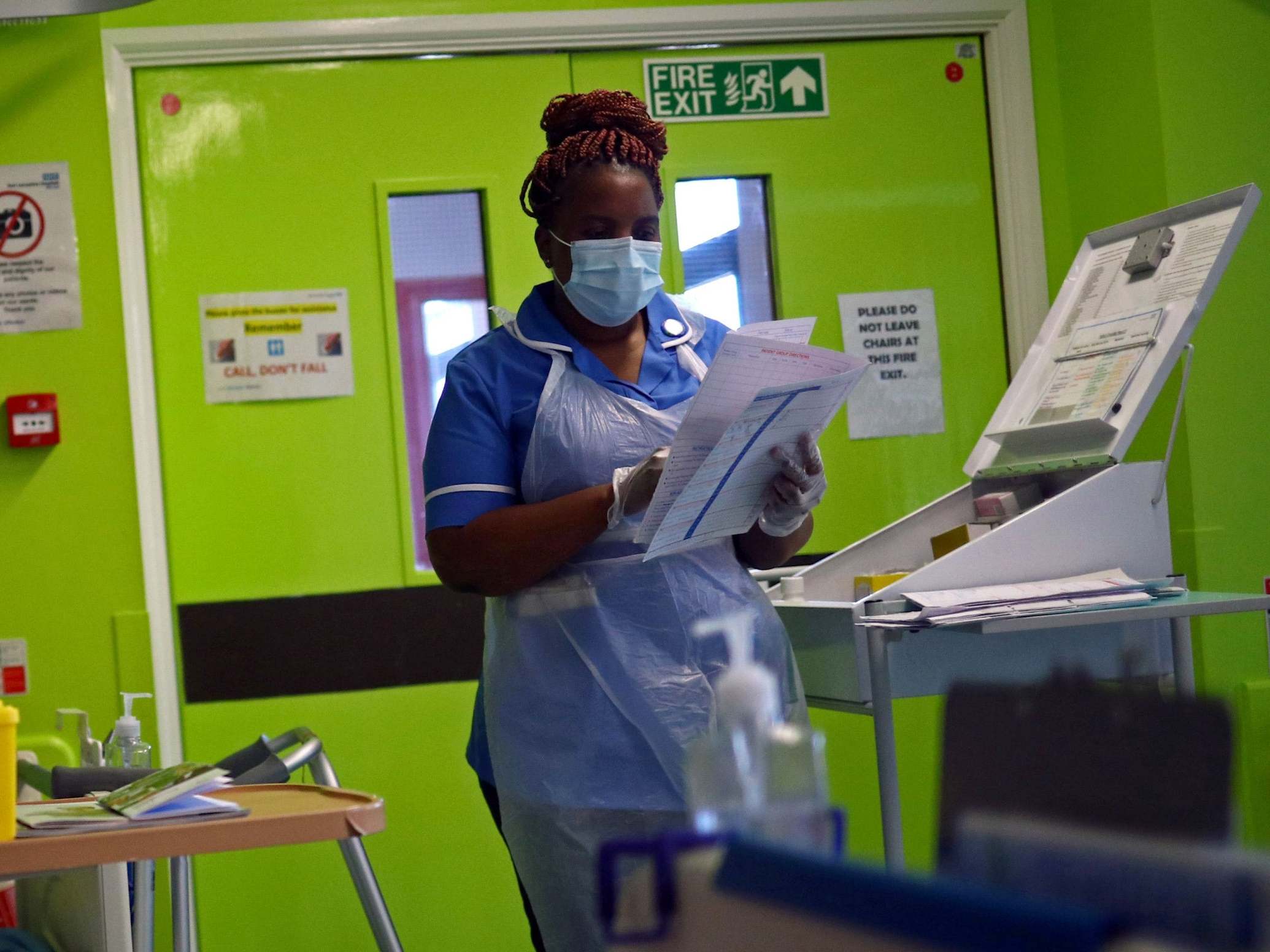 Nurse wearing protective face mask at the Royal Blackburn Teaching Hospital