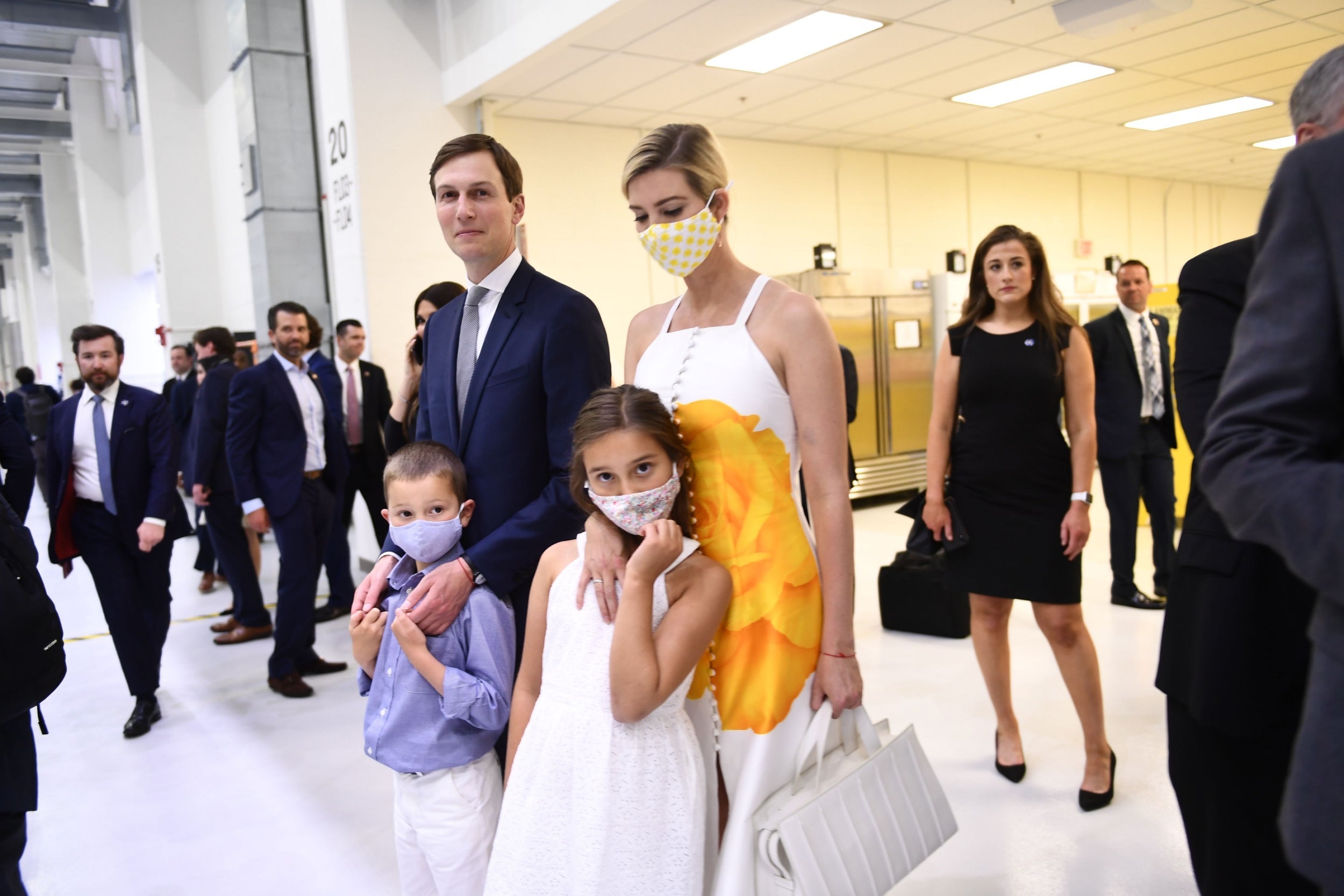 Ivanka Trump, President Donald Trump's daughter and adviser, arrives for a SpaceX launch in Florida with her husband Jared Kushner and their children