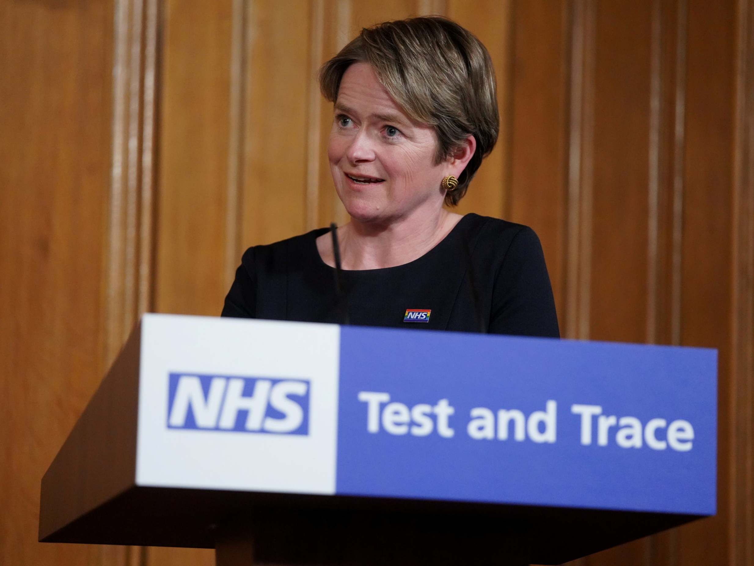 Executive chair of NHS Test and Trace, Baroness Dido Harding, speaks during a daily news conference on 27 May