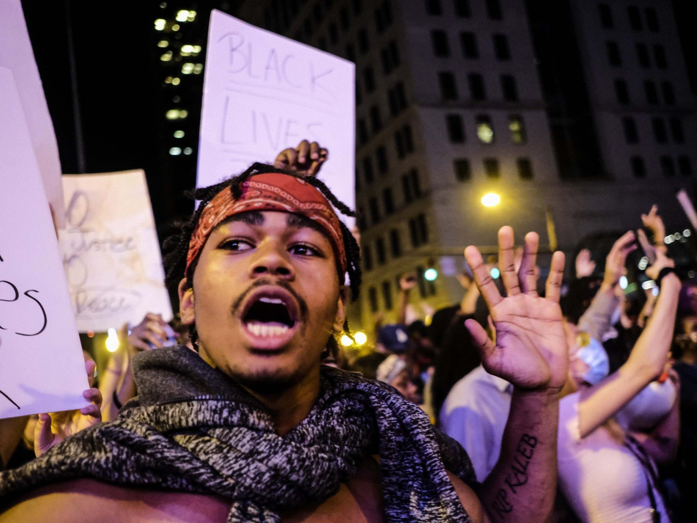 Protesters demonstrated in near the statehouse in Columbus, Ohio