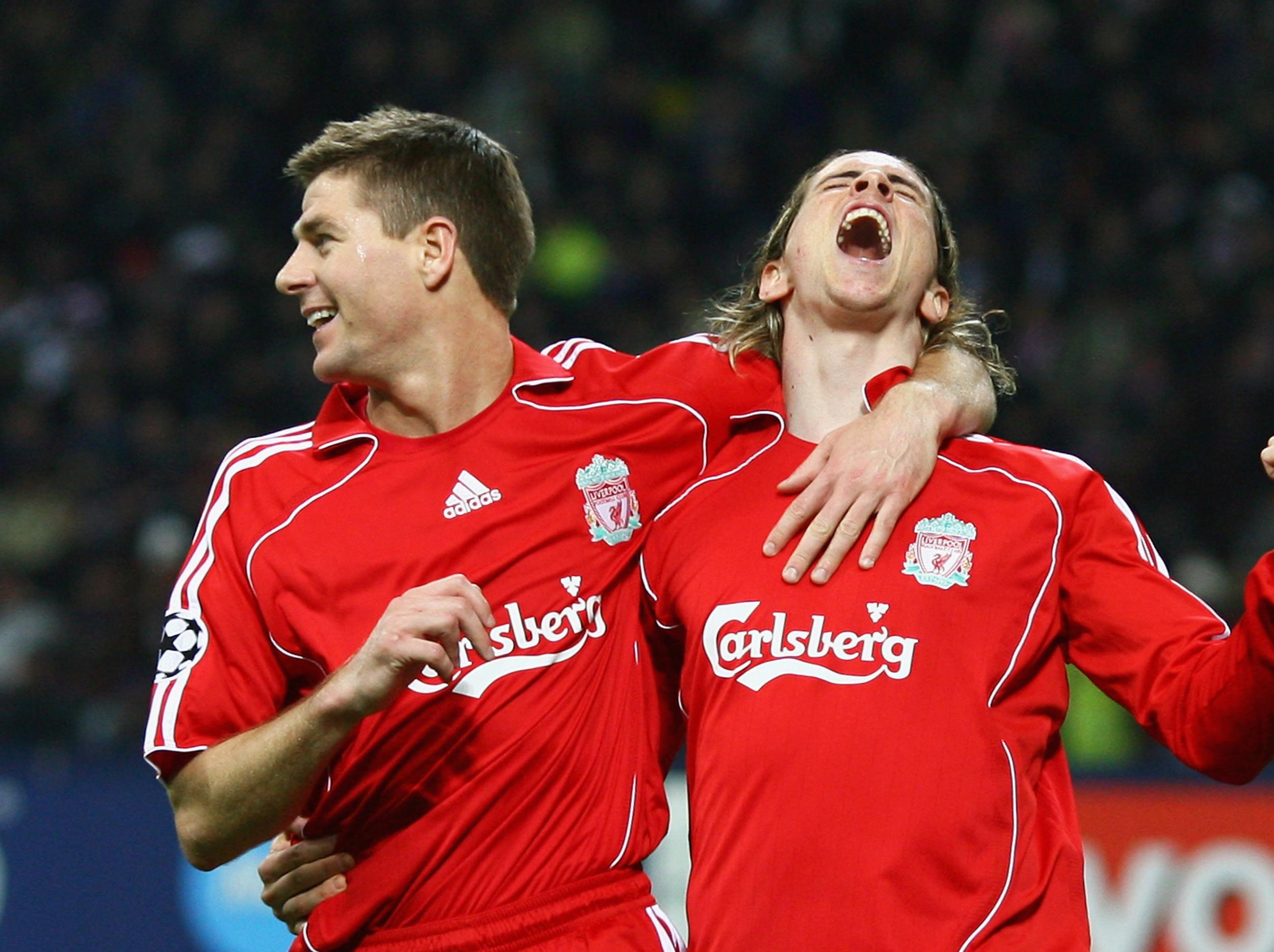 Celebrating victory over Inter Milan at the San Siro in March 2008