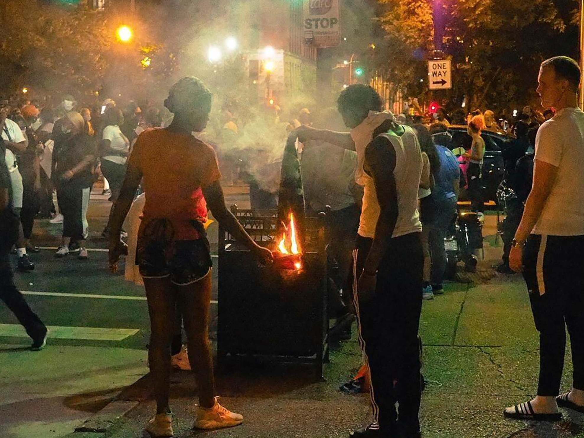 Demonstrators gather in downtown Louisville, Ky., to protest the killing of Breonna Taylo