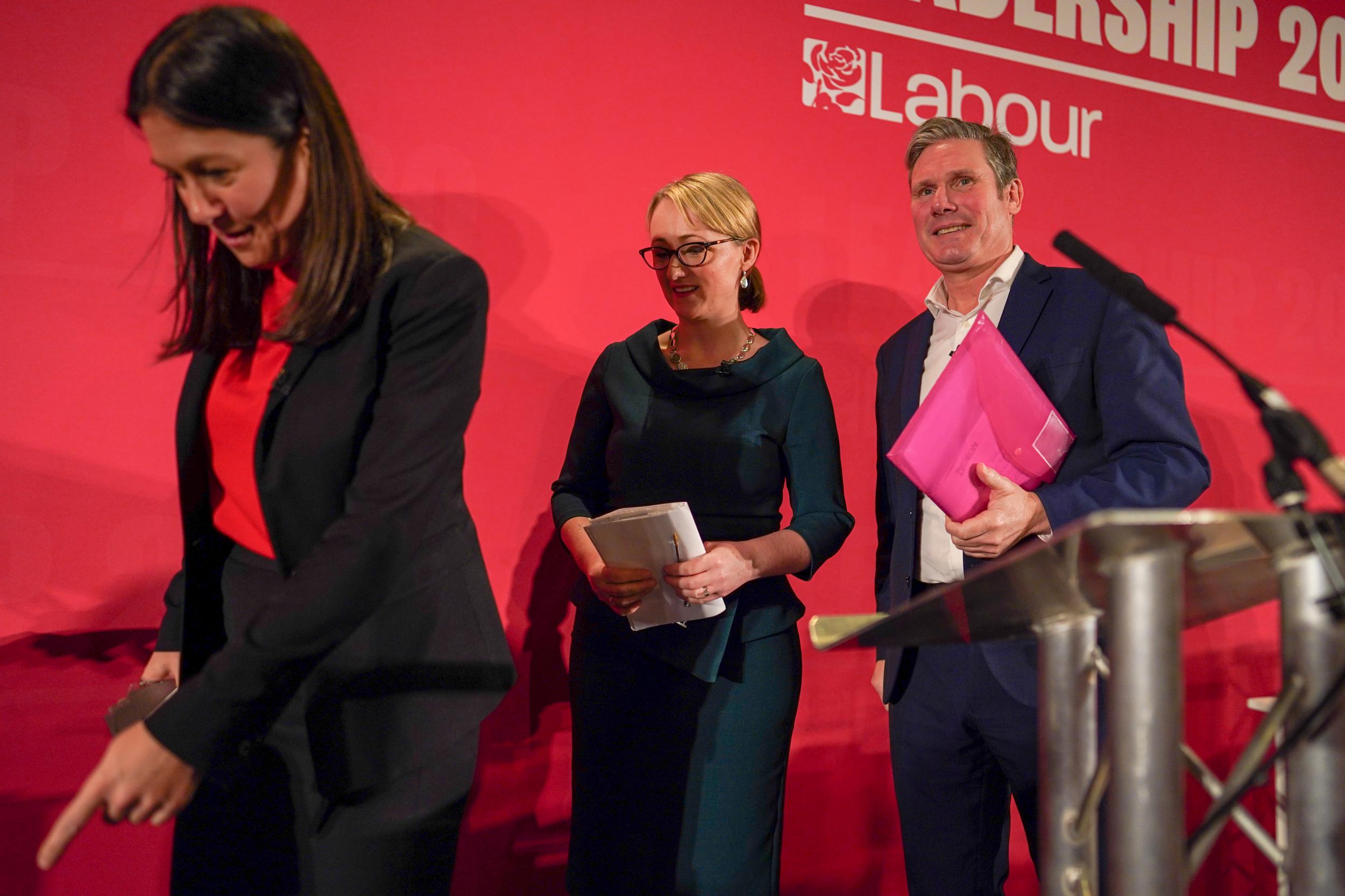 Nandy, Rebecca Long-Bailey and Keir Starmer during the Labour leadership contest