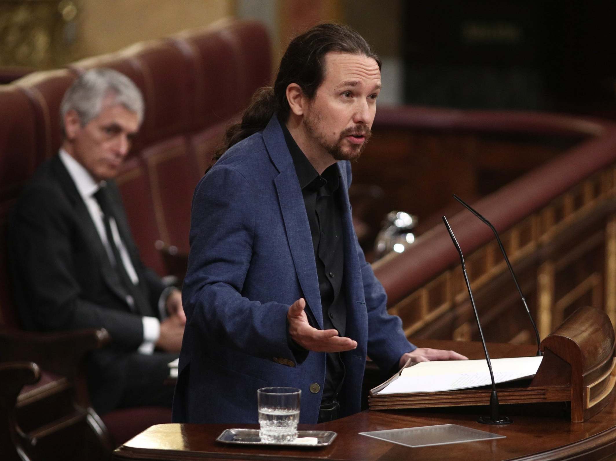 Deputy Prime Minister Pablo Iglesias is seen at the plenary session of control to the Government