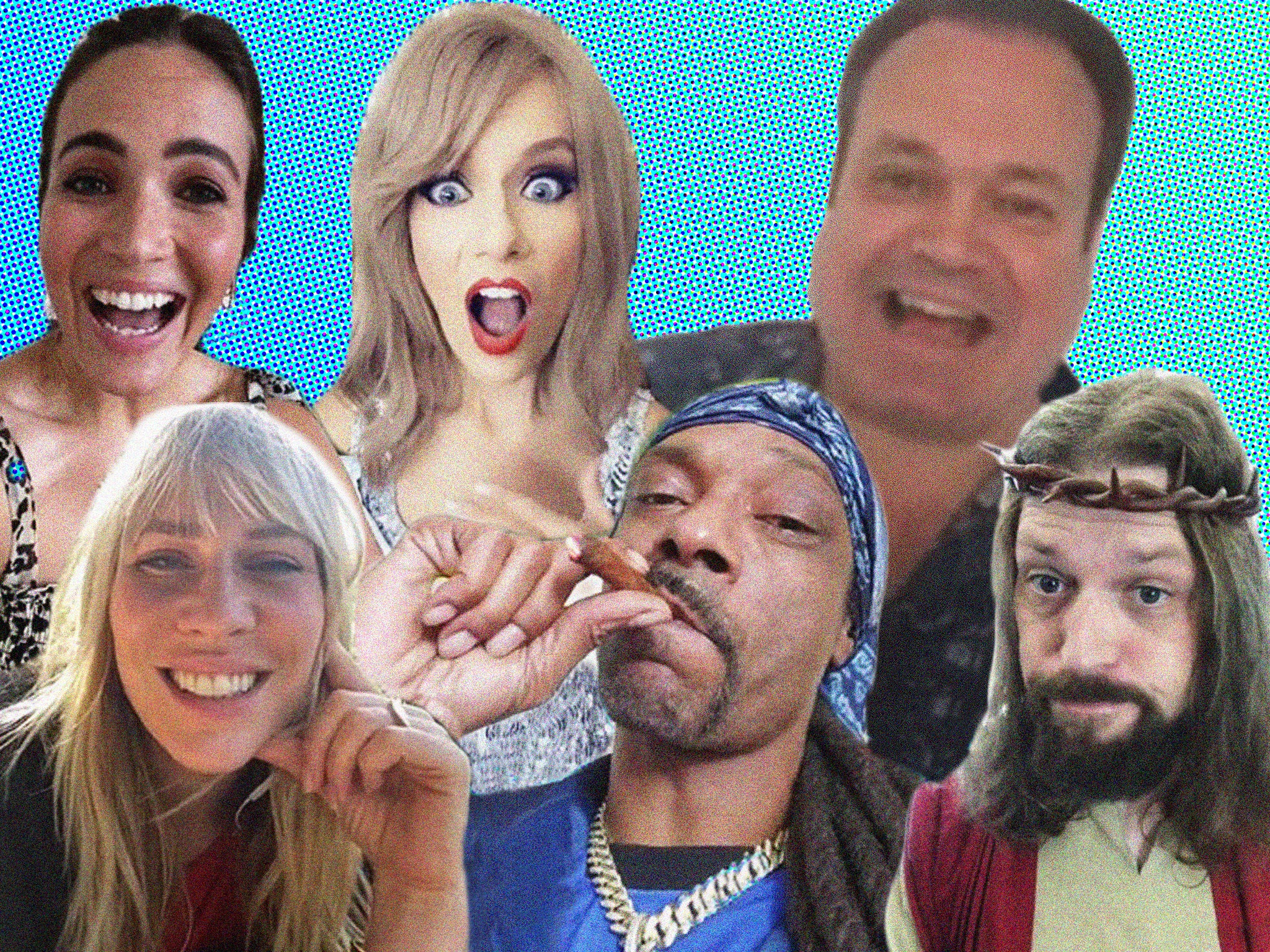 Cameo appearance: (from left) Mandy Moore, Natasha Bedingfield, Taylor Swift impersonator Christina Shaw, Snoop Dogg, Shaun Williamson and YouTuber Jesus Christ