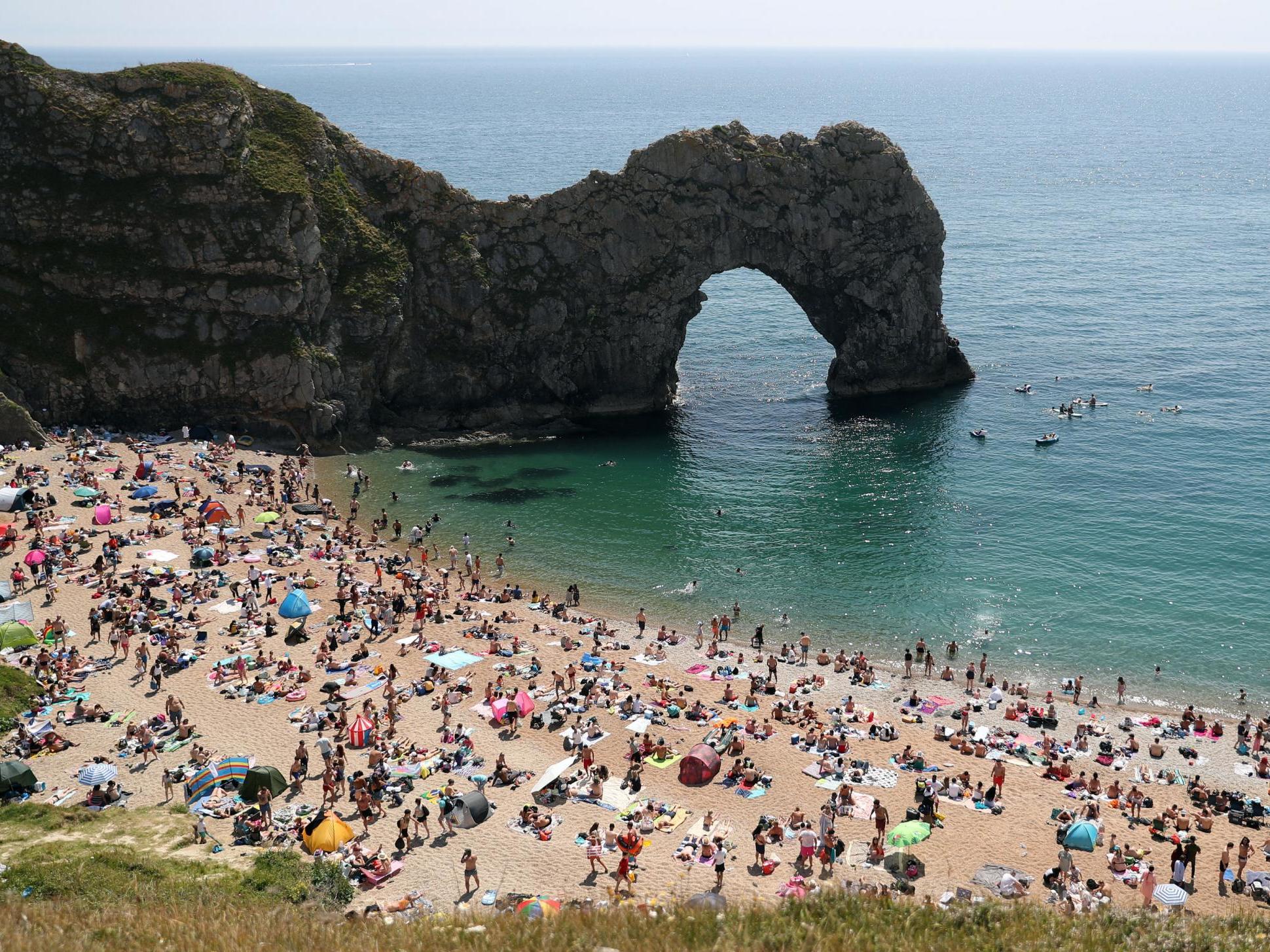 The beach was crowded before the emergency as people flocked there despite social-distancing rules