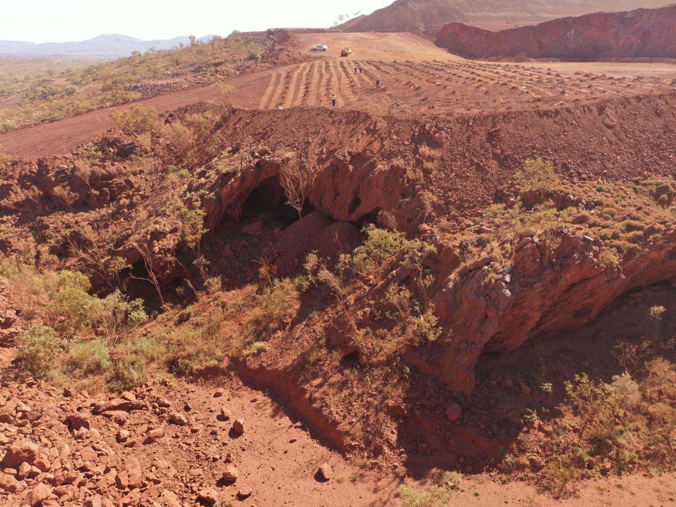 Photo taken on May 15, 2020 shows Juukan Gorge in Western Australia, immediately prior to blasting