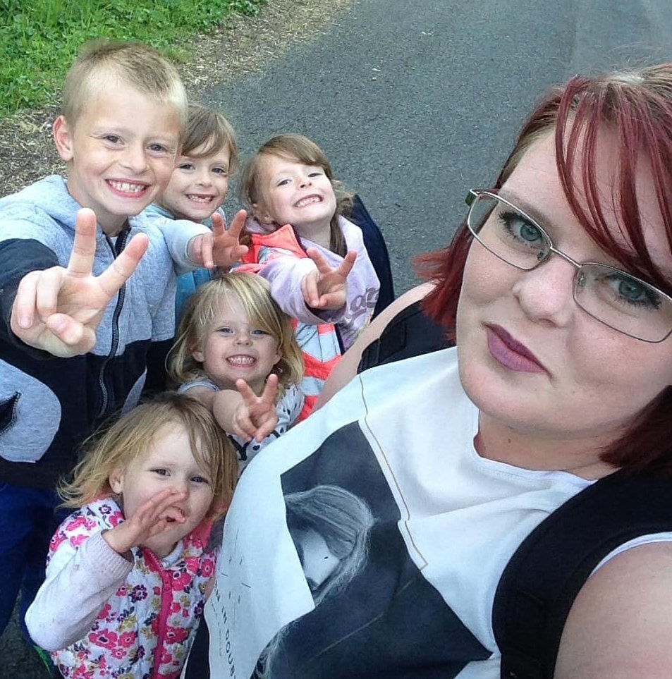 Sian Abbott with her five children, aged three to 10