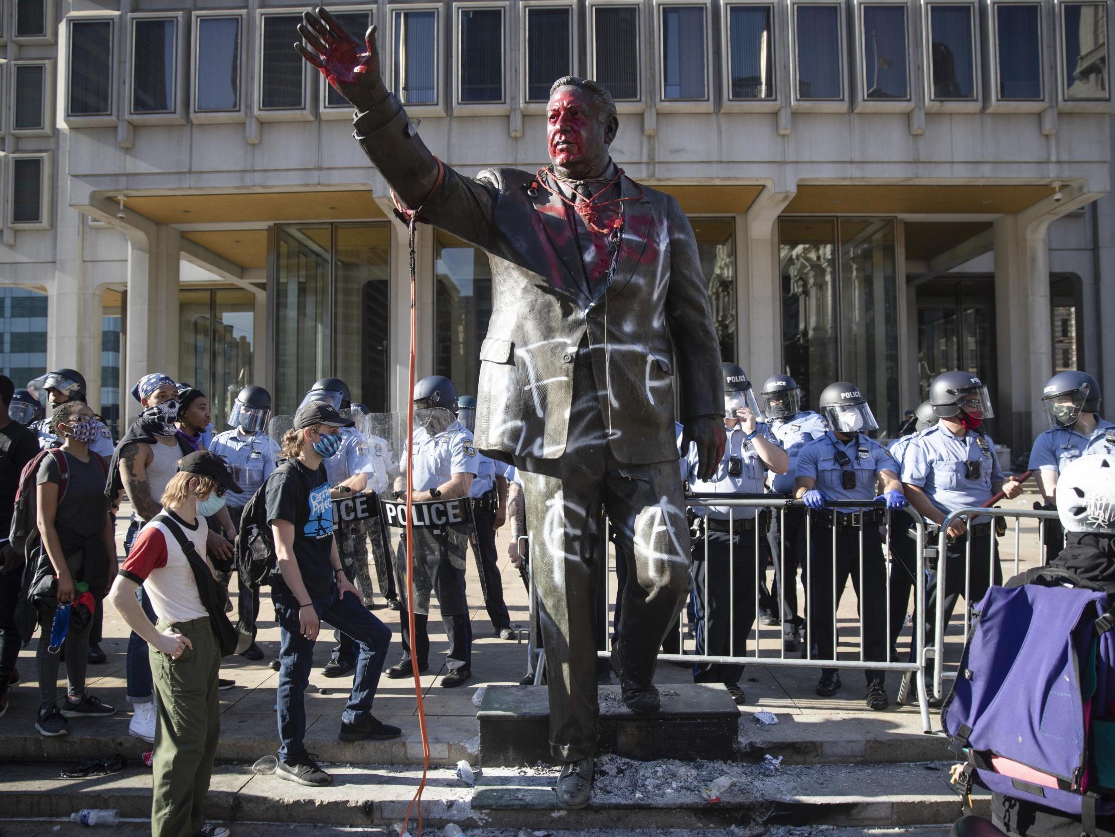 The government quietly removed the statue of Frank Rizzo, who worked as a police commissioner before serving as mayor for two terms in the 1970s