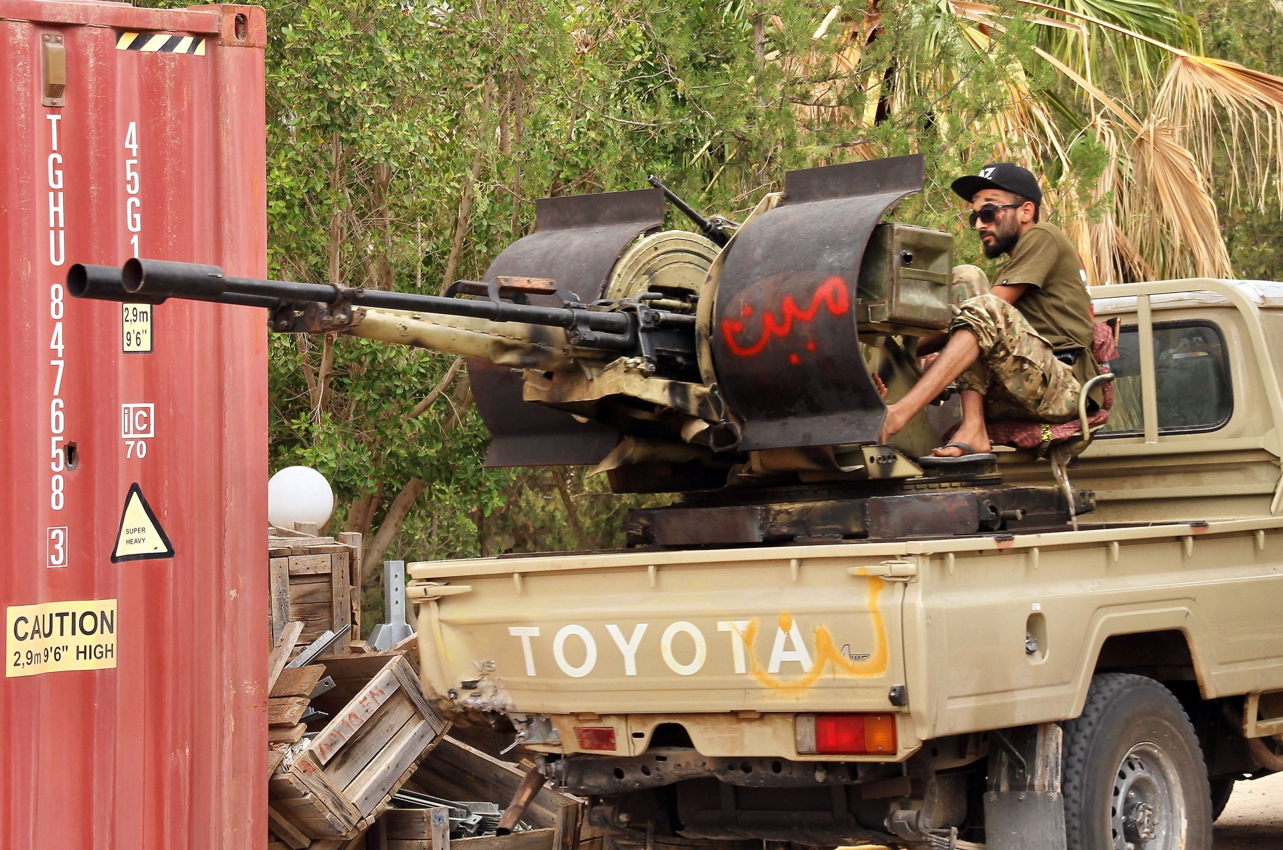 GNA fighters pictured during clashes with Khalifa Haftar’s forces in an area south of Tripoli