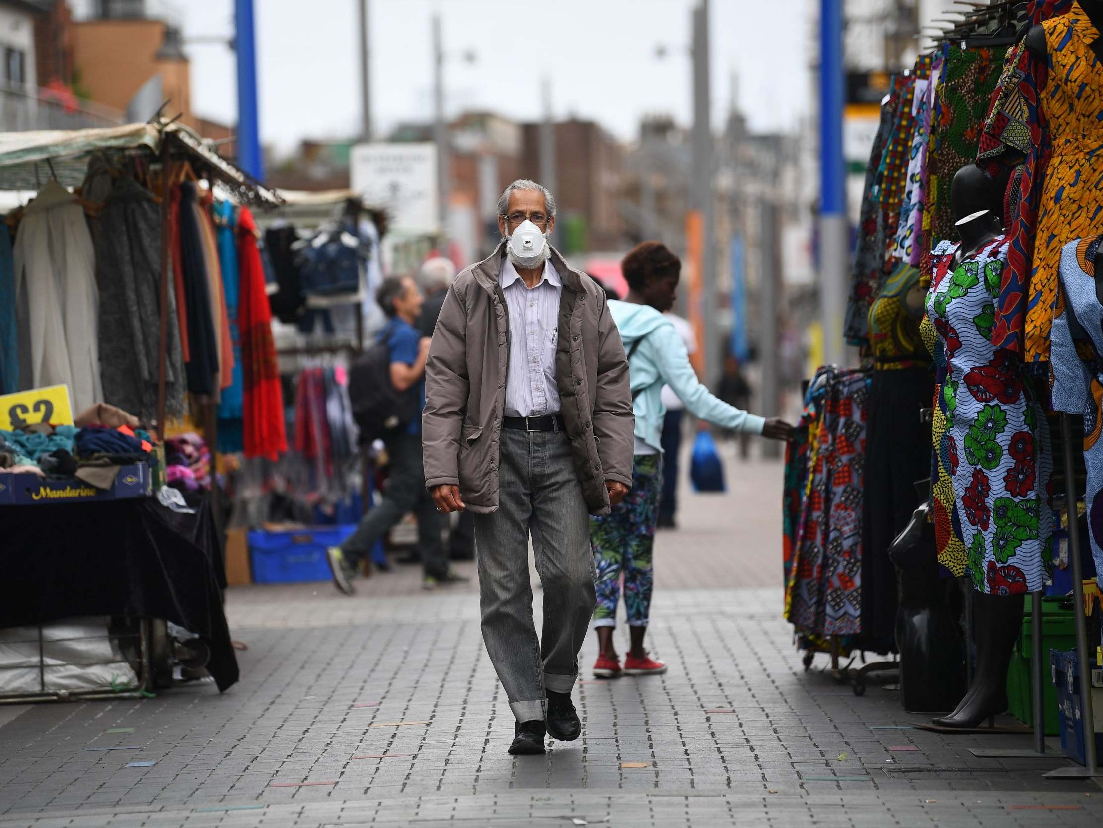 Stalls reopen at Walthamstow Market in east London, the longest street market in Europe, following the introduction of measures to bring England out of lockdown, 3 June 2020.