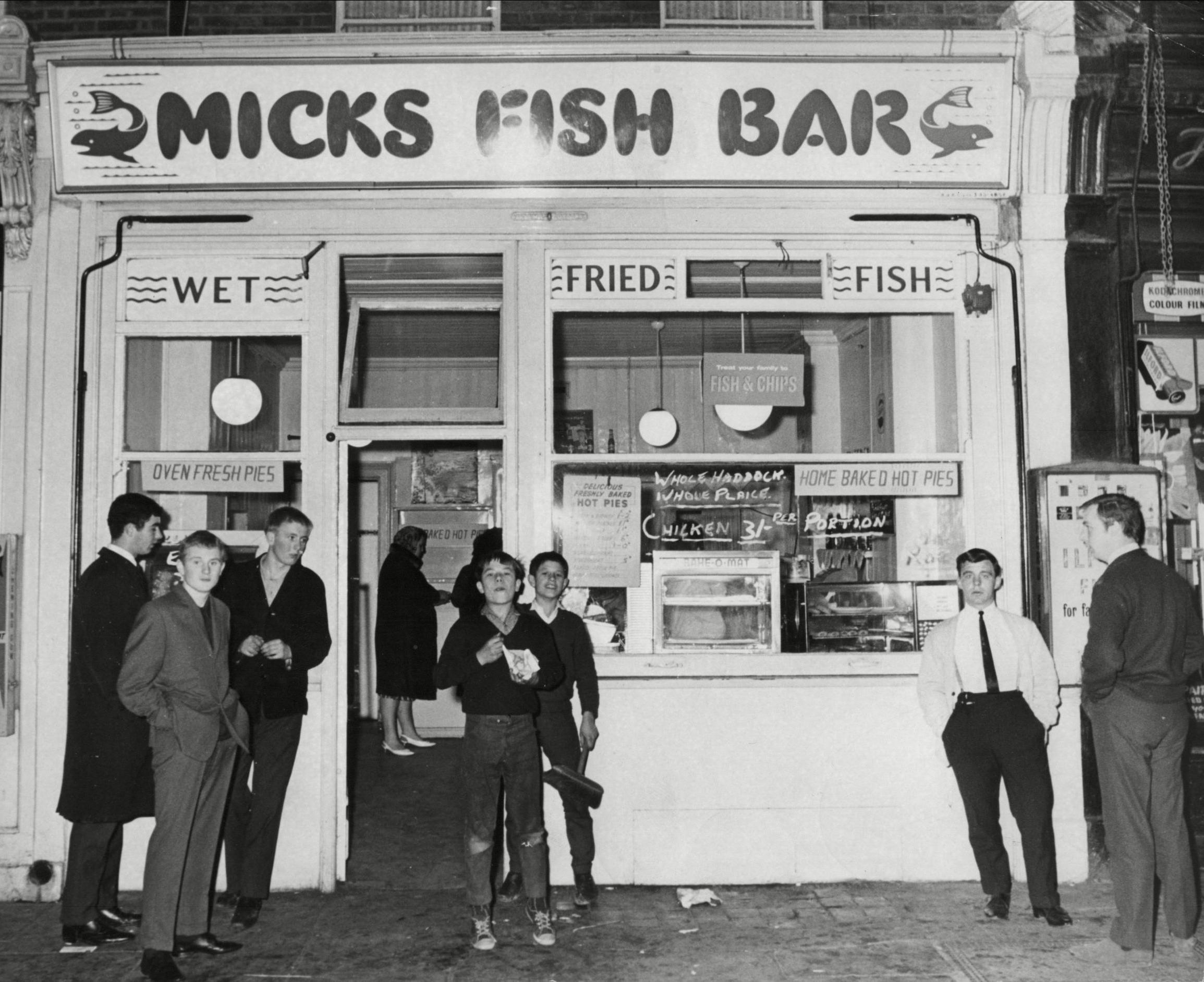 Micks Fish and Chip Shop in East Stepney (18 October 1964)