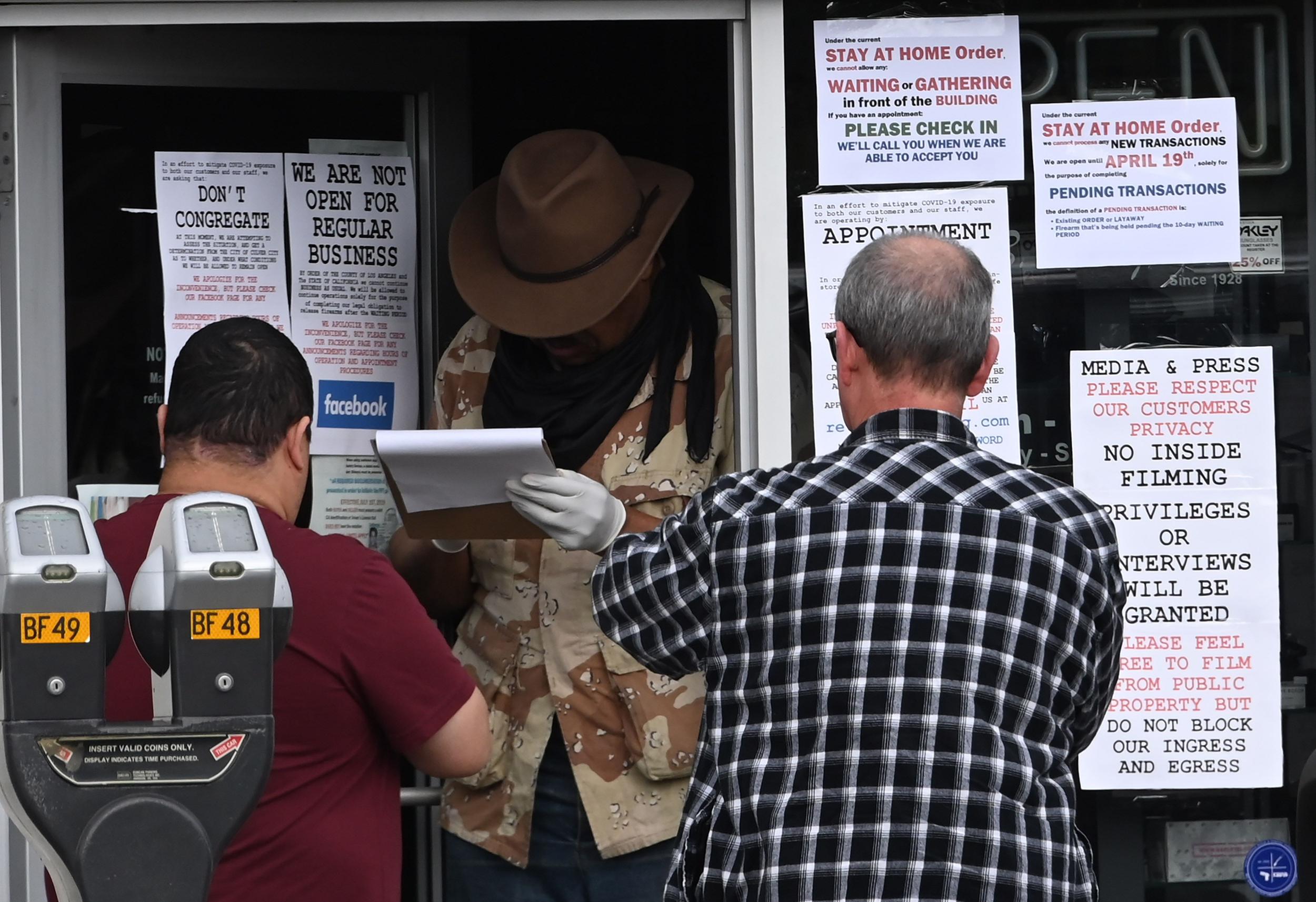 Gun shops, like this one in California, have largely remained open for business during the coronavirus pandemic