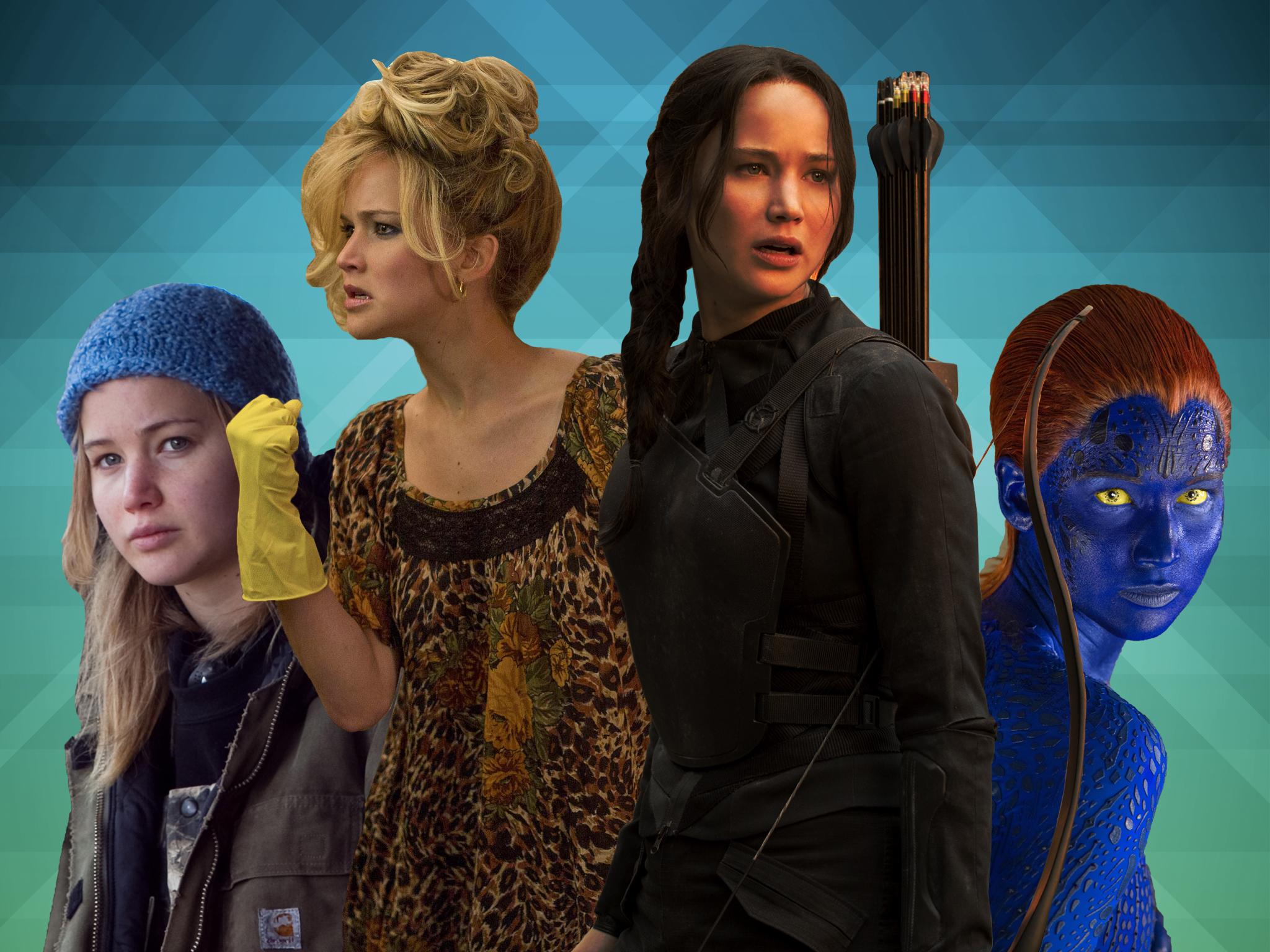 Jennifer Lawrence in ‘Winter’s Bone’, ‘American Hustle’, ‘The Hunger Games’ and ‘X-Men’