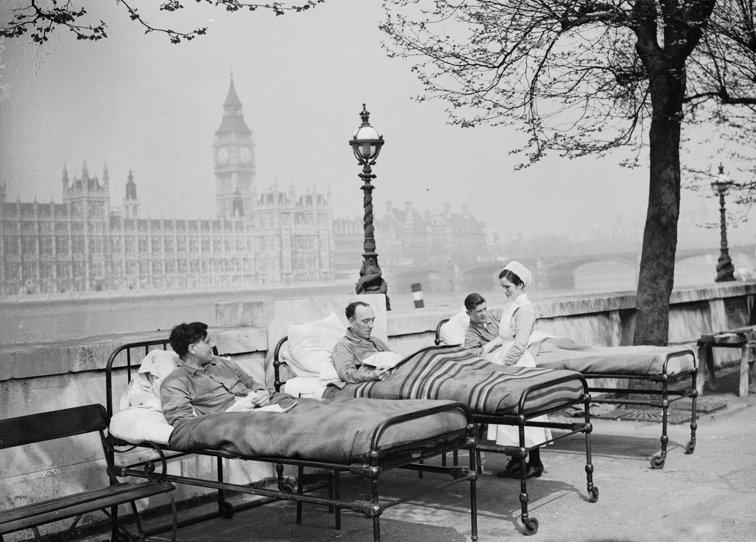 TB patients from St Thomas’ Hospital rest in their beds by the River Thames