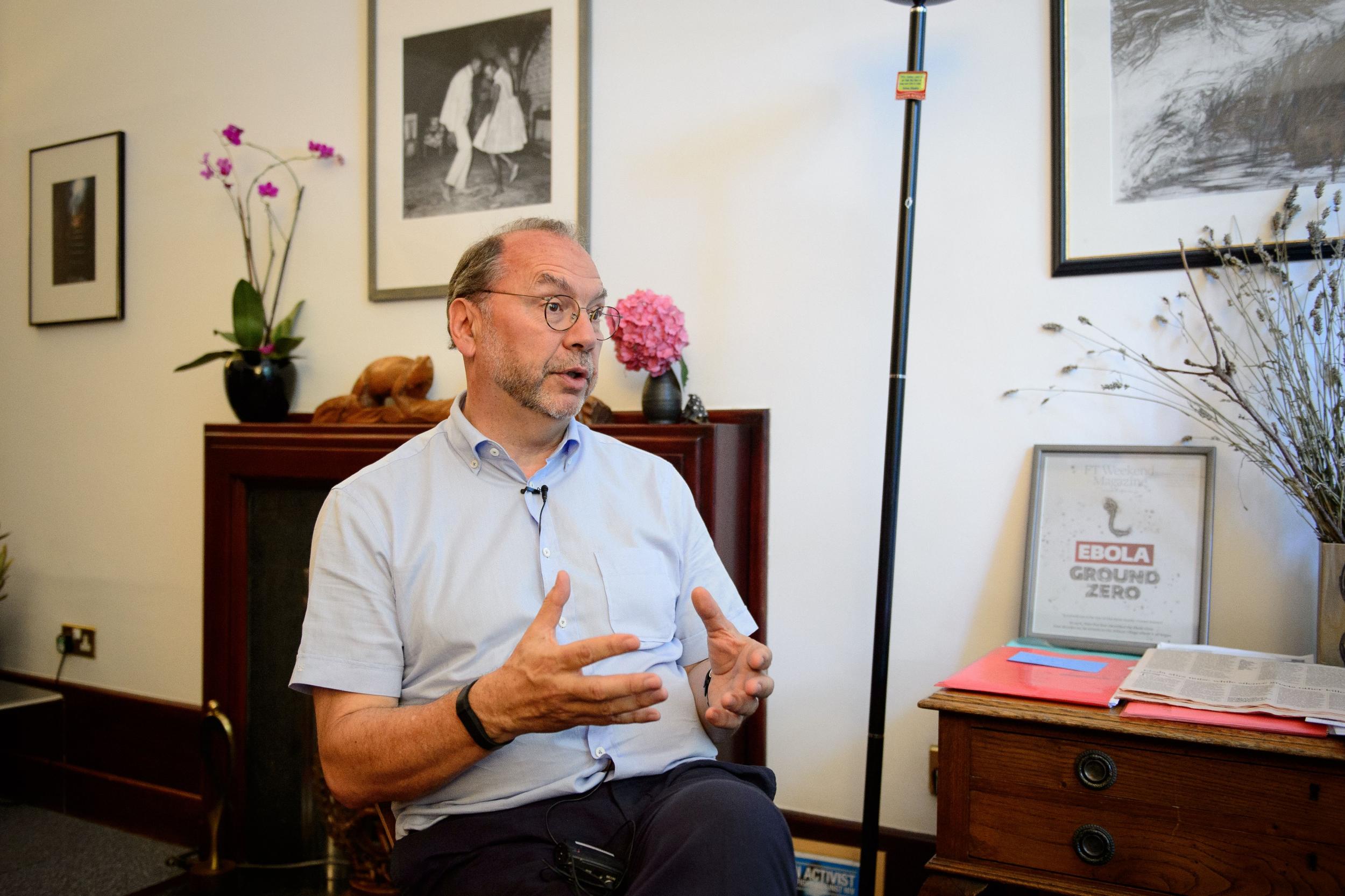 Piot in his office in 2014. He is the director of the London School of Hygiene and Tropical Medicine