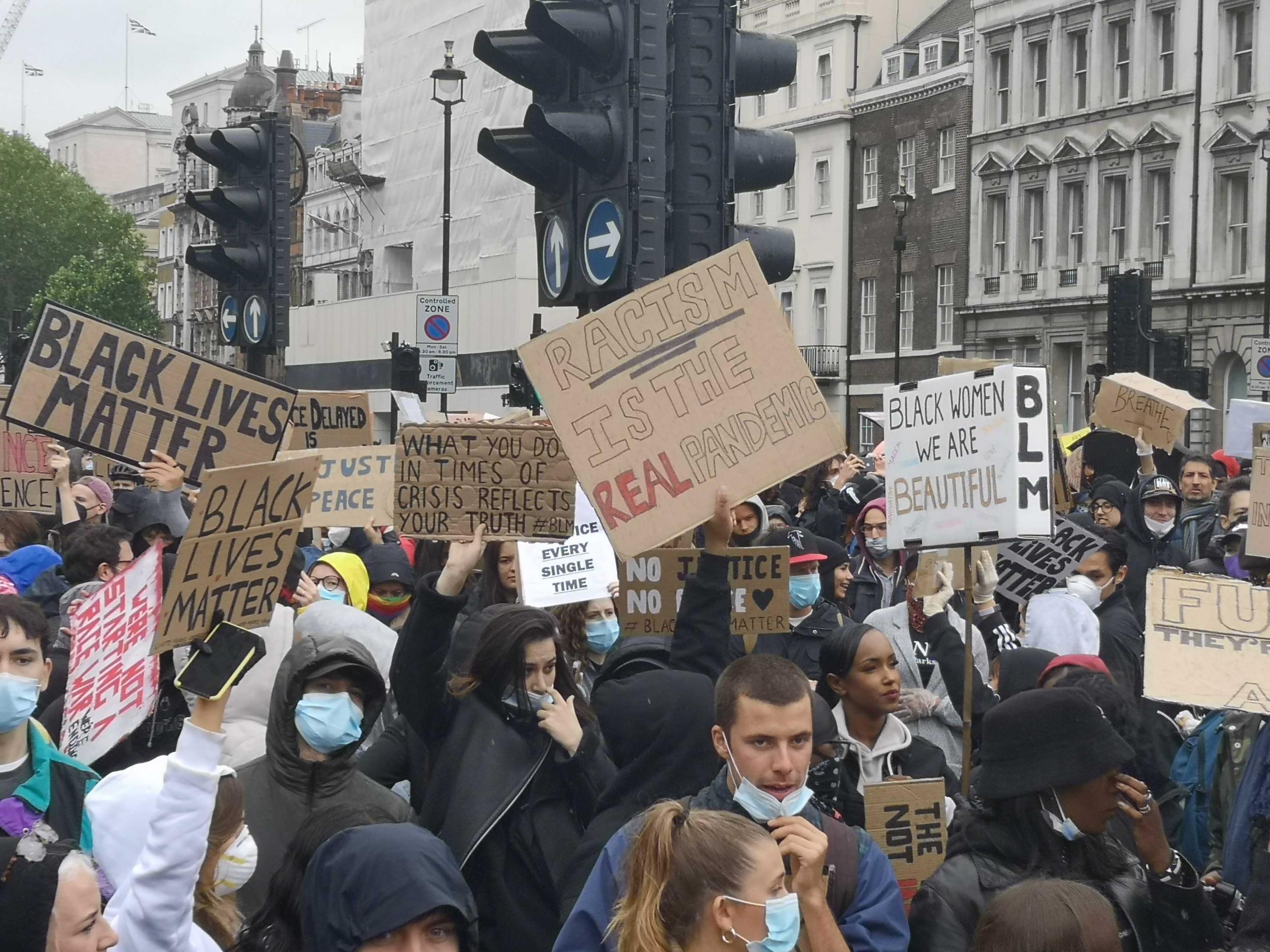 People took to the streets in London to support the Black Lives Matter movement on Saturday